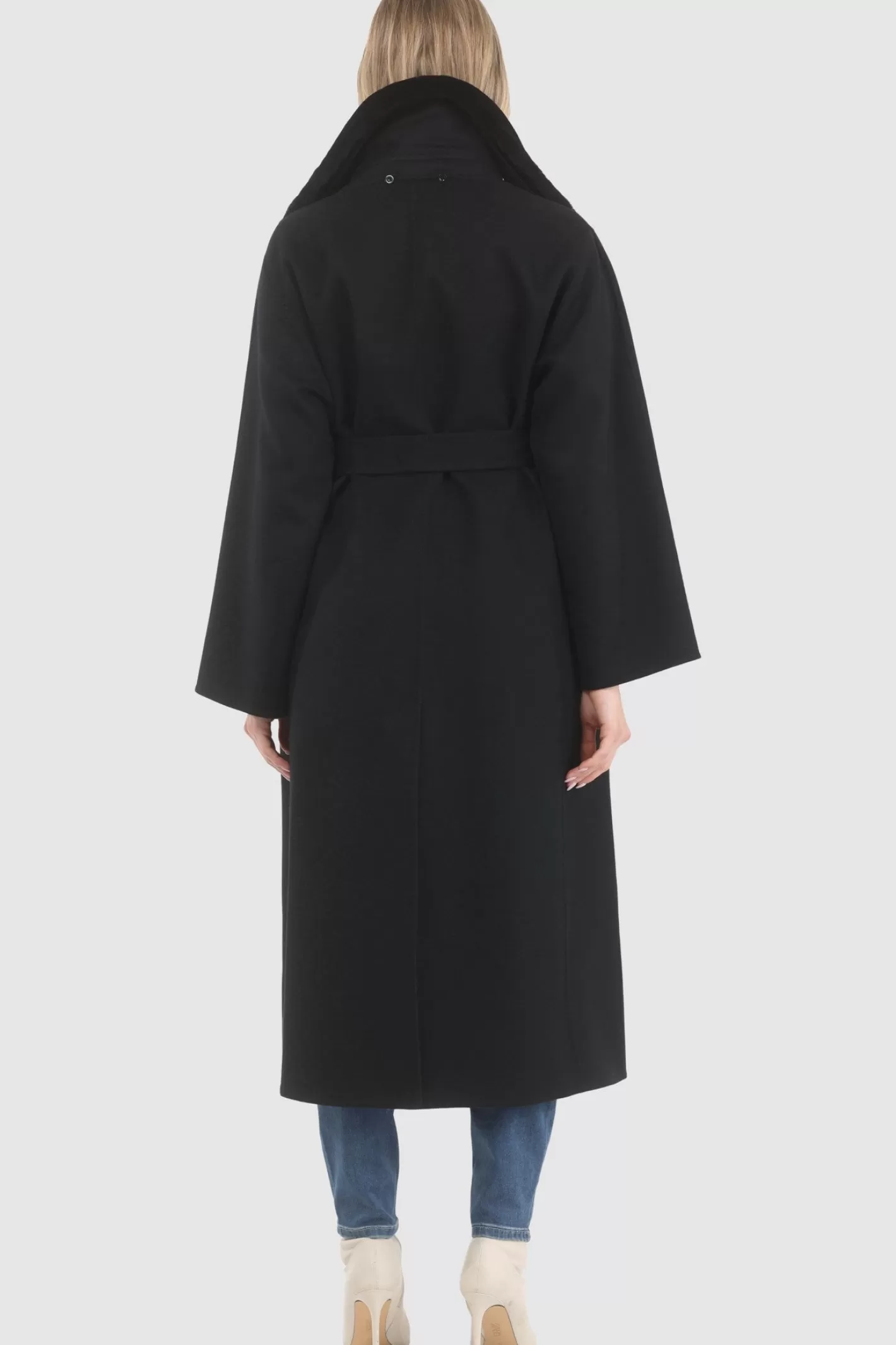 Manteau Double Face Élégant pour Femme GORSKI Montréal - Laine Premium Loro Piana avec Col Amovible en Shearling Véritable et Ceinture Coordonnée