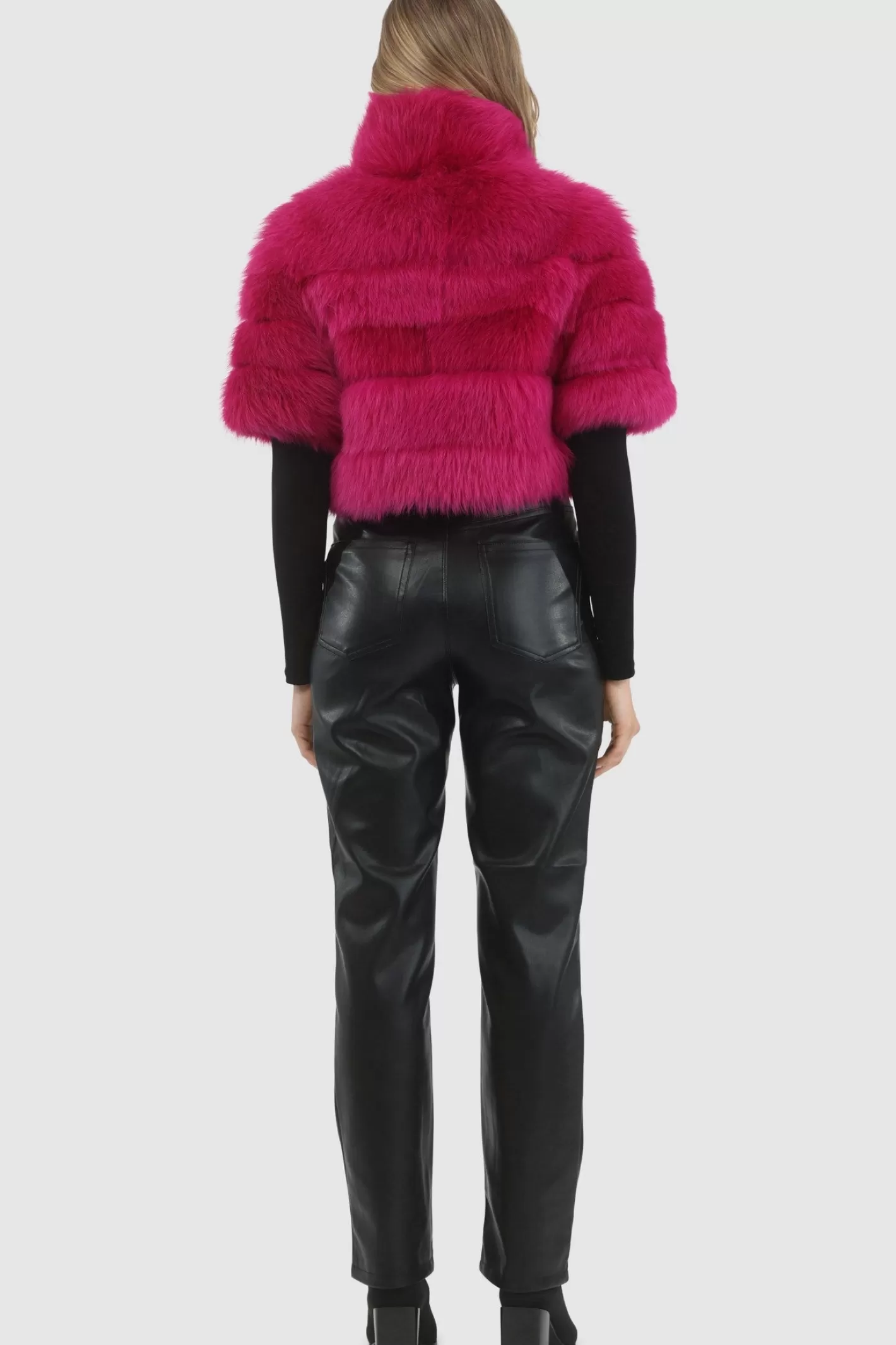 Boléro réversible en agneau shearling GORSKI - Style Montréalais élégant avec manches courtes - Veste légère pour femme