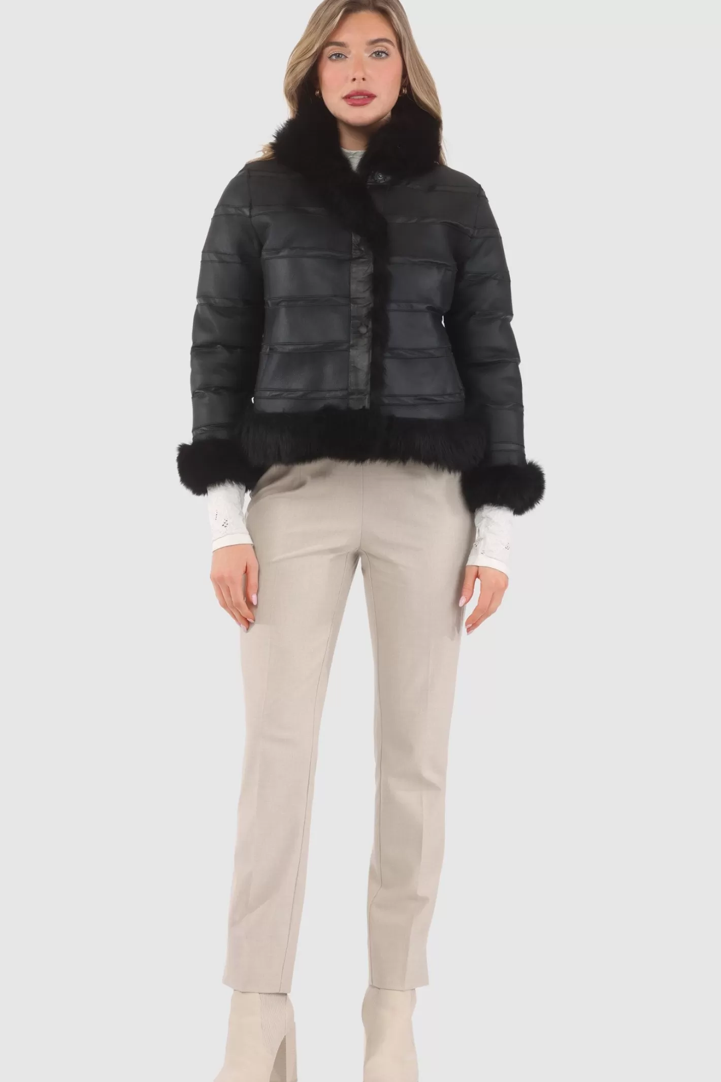 Veste réversible GORSKI Montréal en laine mérinos et agneau shearling - Manches courtes stylisées pour look urbain