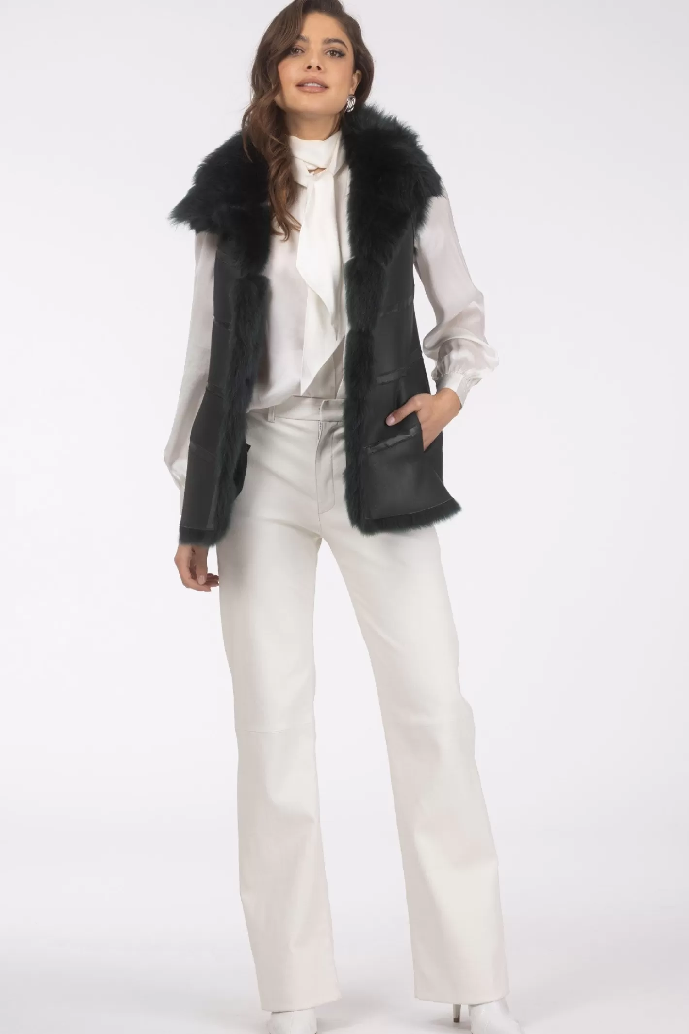 Veste réversible GORSKI Montréal - Doublure en laine mérinos et agneau shearling pour femme (Style décontracté élégant)