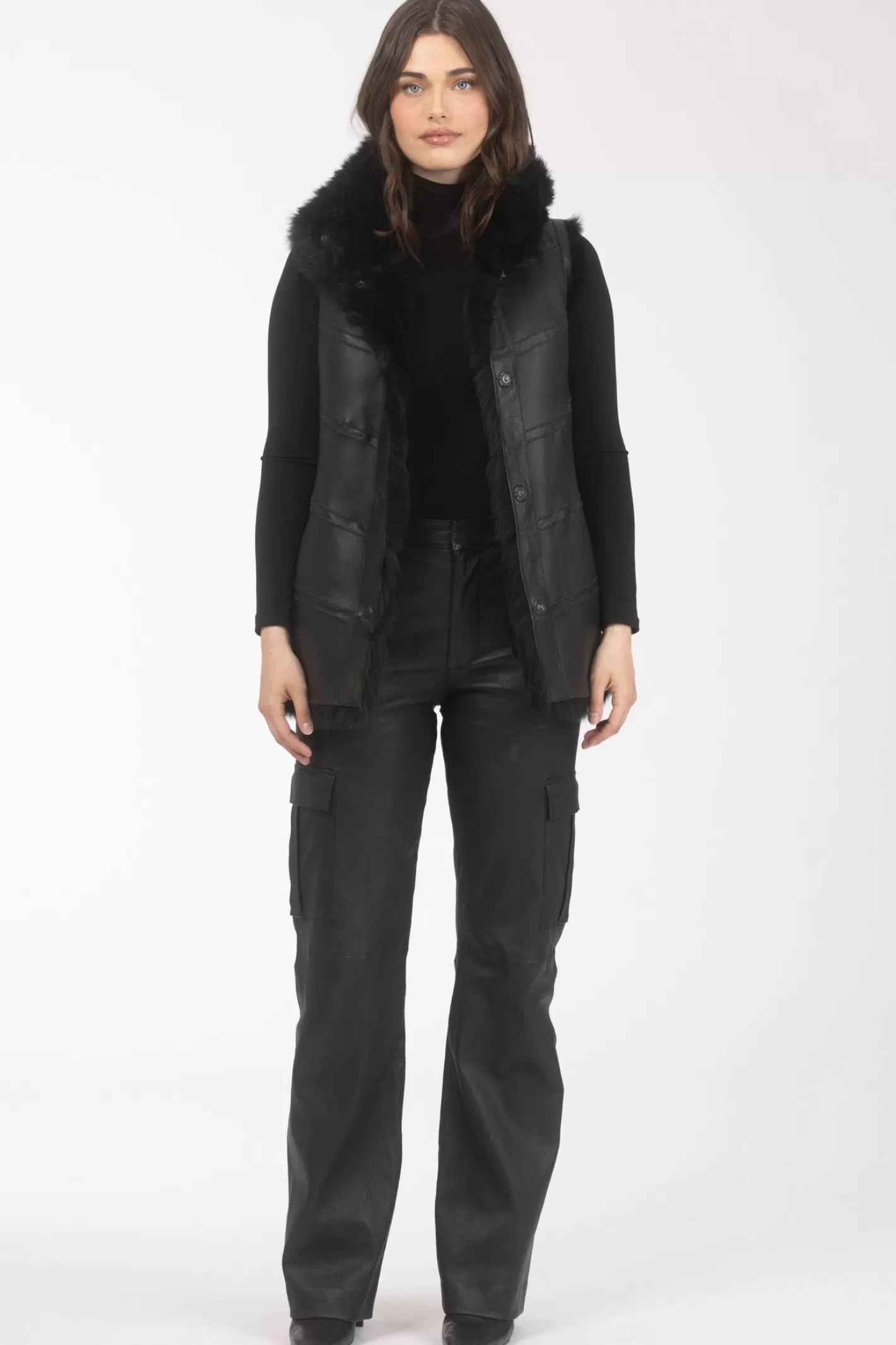 Veste réversible GORSKI Montréal - Doublure en laine mérinos et agneau shearling pour femme (Style décontracté élégant)