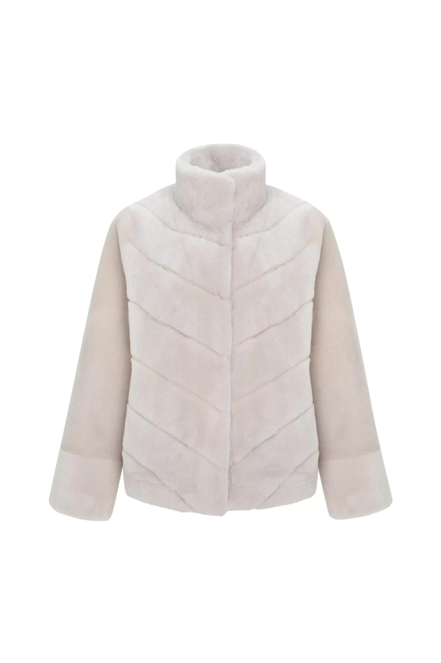 Veste réversible GORSKI Montréal pour femme – Doudoune en laine mérinos et agneau shearling avec motif chevron et ourlet droit