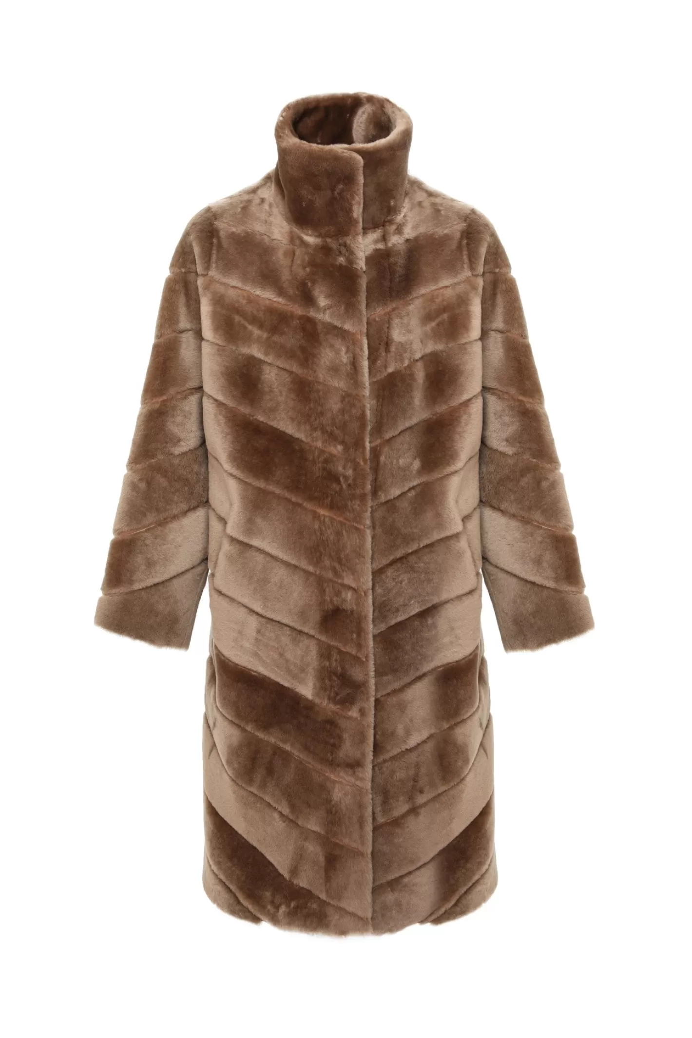 Manteau réversible femme GORSKI Montréal - Laine mérinos doublé agneau sherpa avec motif chevron - Veste courte polyvalente pour mi-saison