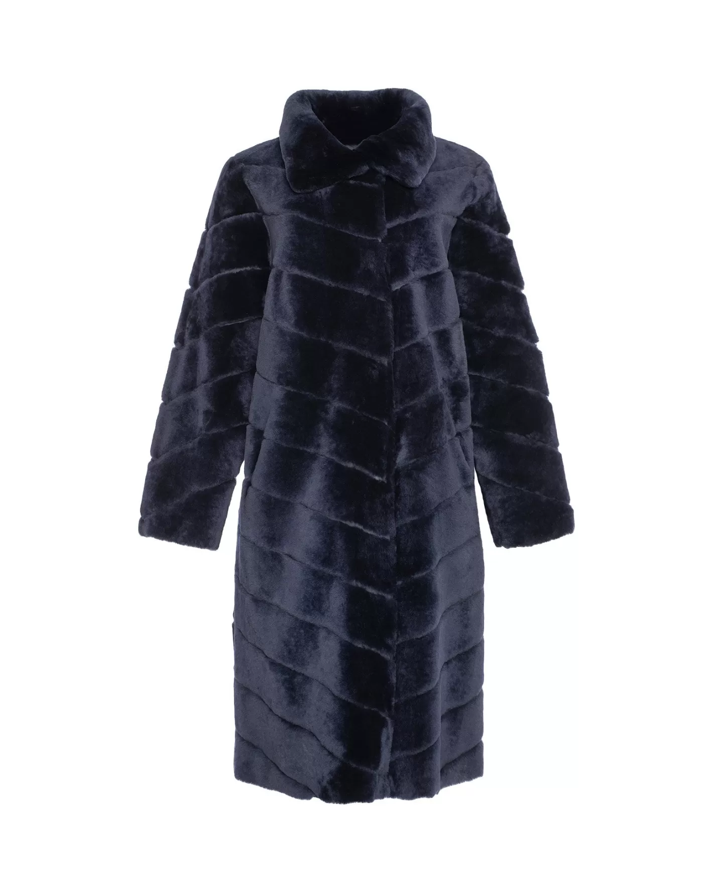 Manteau court réversible GORSKI en laine mérinos et agneau shearling - Design chevron intemporel avec détails montréalais pour femme