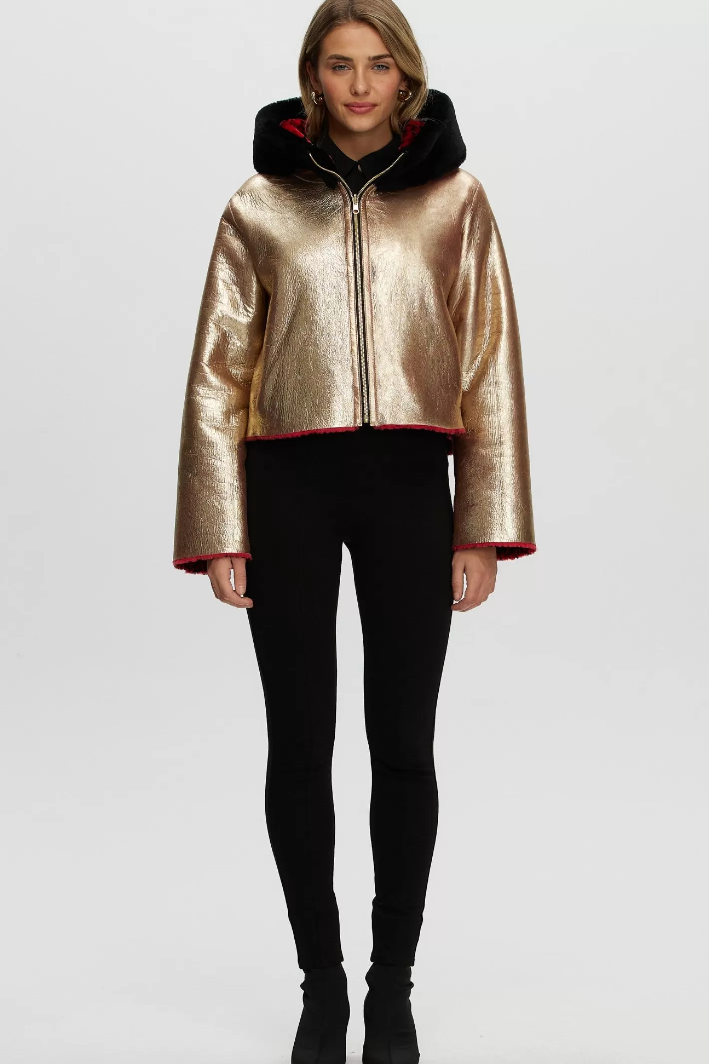Manteau d'hiver réversible femme en laine mérinos et agneau - Style urbain Montréal par GORSKI