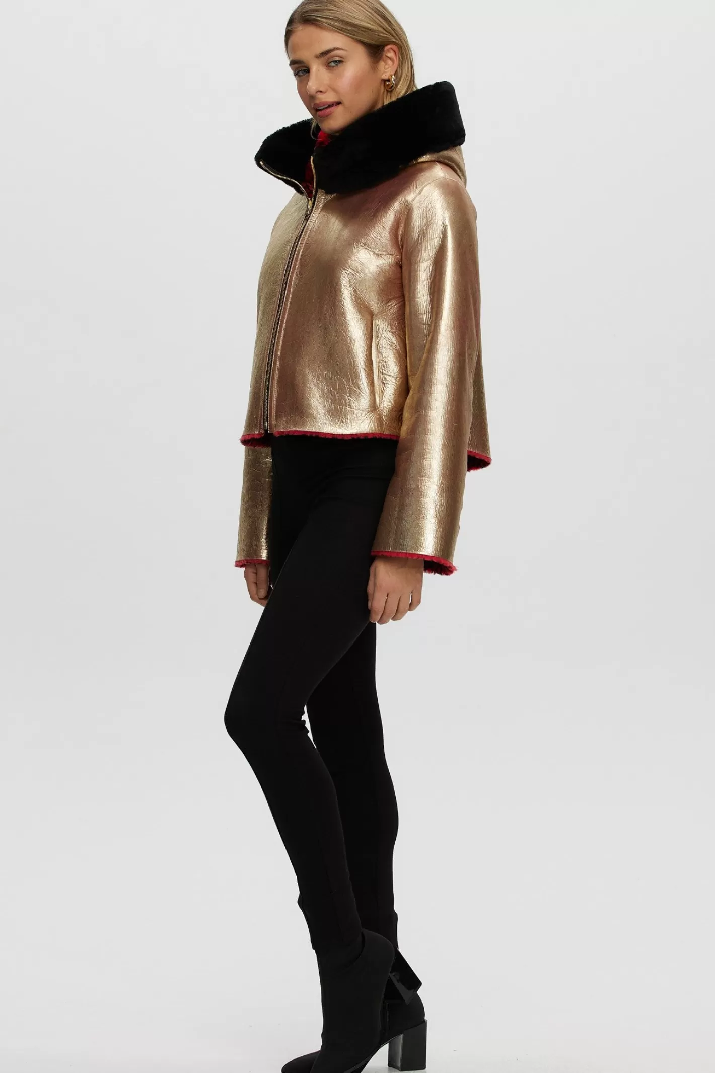 Manteau d'hiver réversible femme en laine mérinos et agneau - Style urbain Montréal par GORSKI
