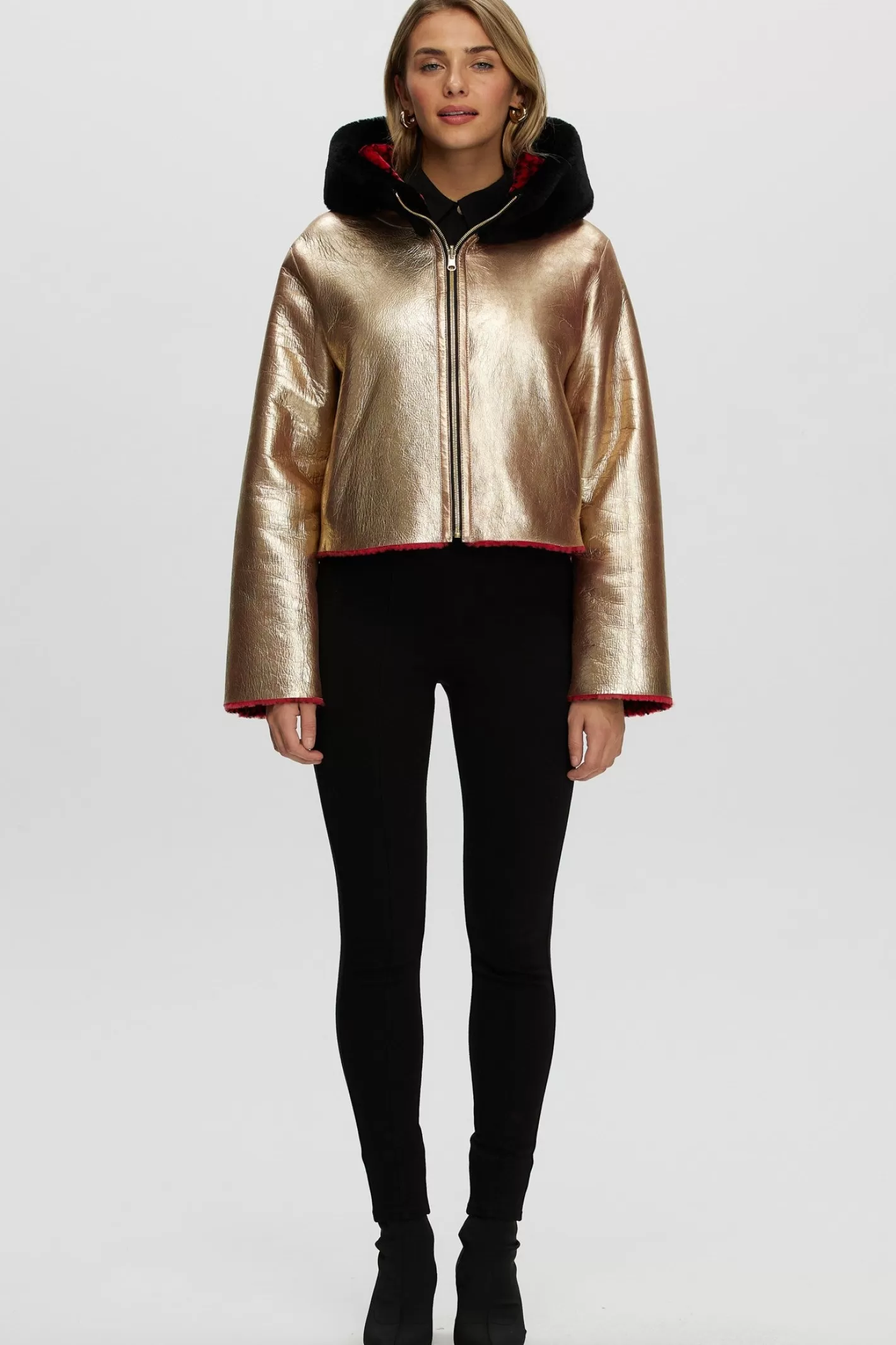 Manteau d'hiver réversible femme en laine mérinos et agneau - Style urbain Montréal par GORSKI