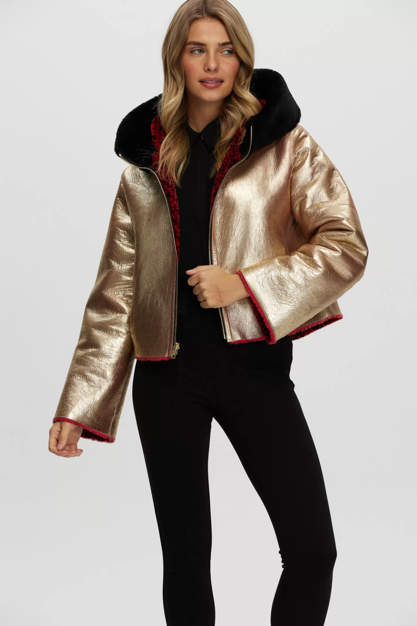 Manteau d'hiver réversible femme en laine mérinos et agneau - Style urbain Montréal par GORSKI