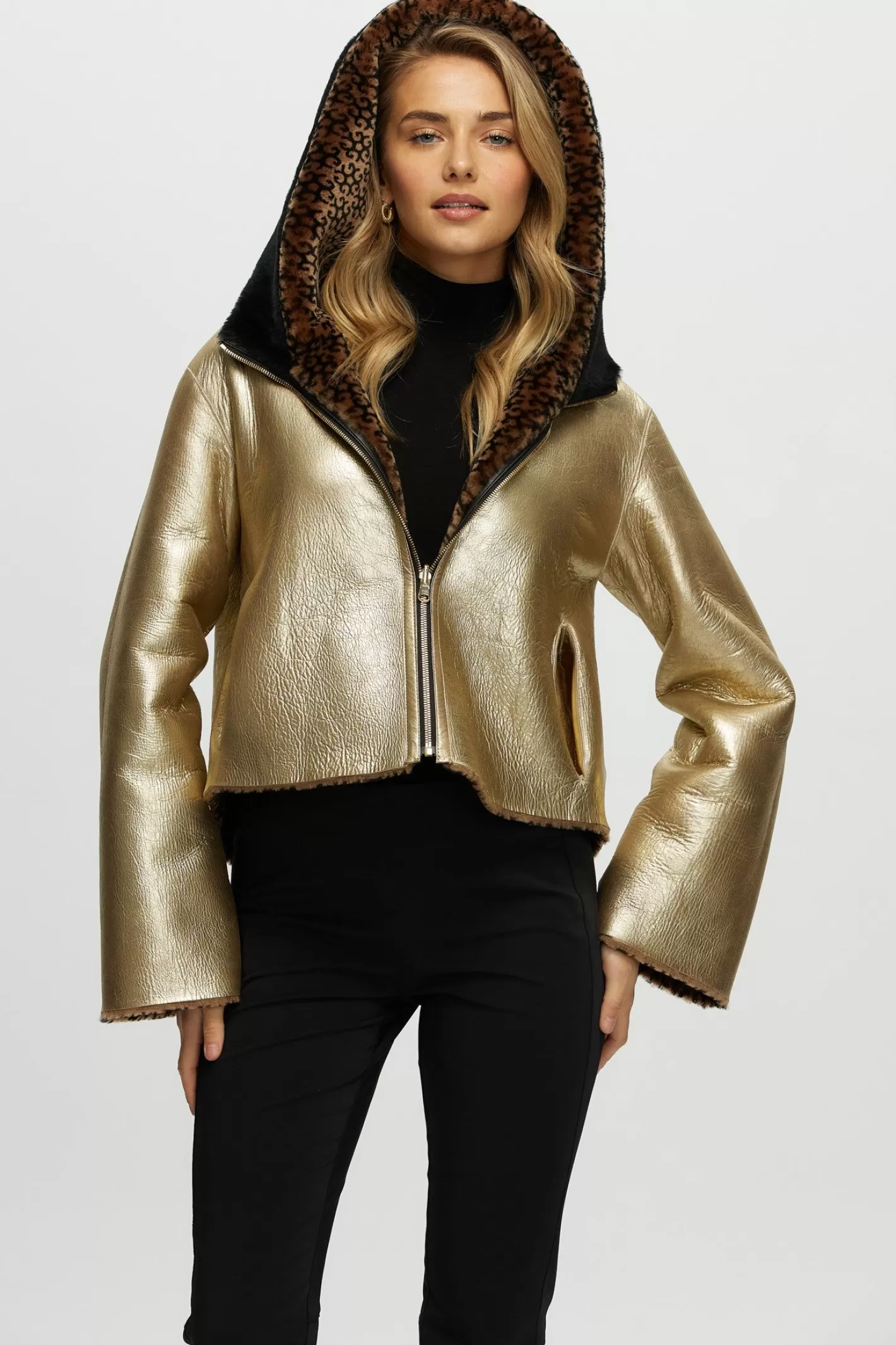 Manteau d'hiver réversible femme en laine mérinos et agneau - Style urbain Montréal par GORSKI
