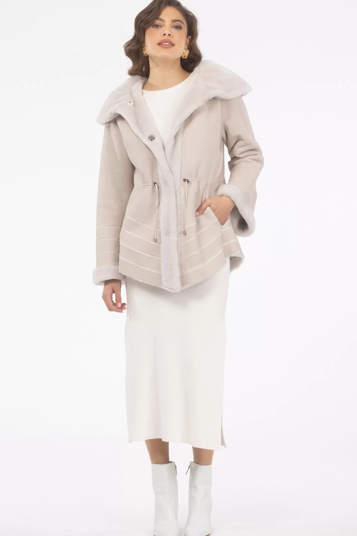 Veste doudoune réversible GORSKI style Montréal - Mélange mérinos et agneau à laine vierge avec capuche amovible pour l'hiver