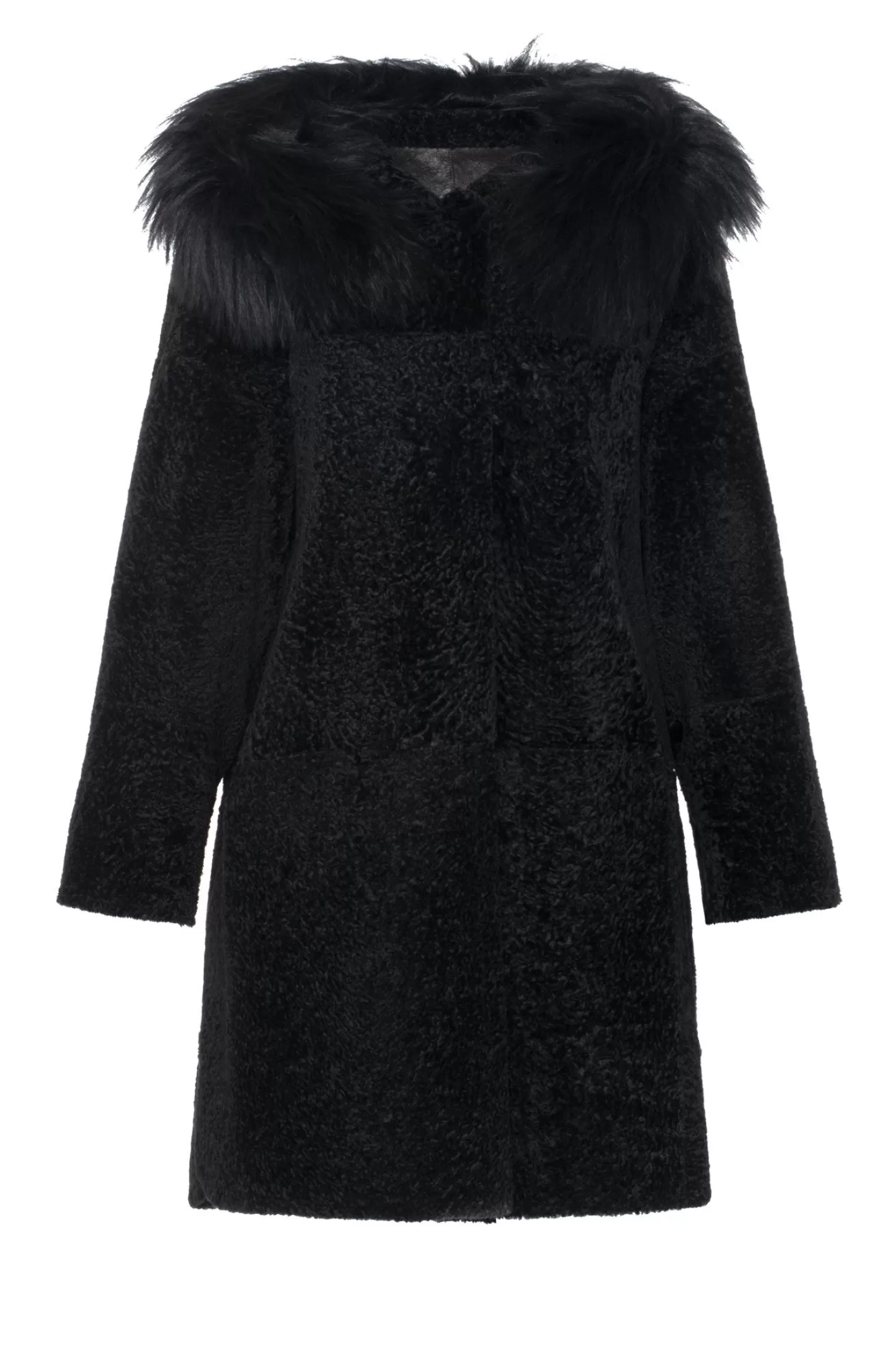 Manteau réversible GORSKI Montréal en agneau shearling de Nouvelle-Zélande avec capuche ornée de fourrure d'agneau mongol - Conception élégante et polyvalente pour un confort douillet