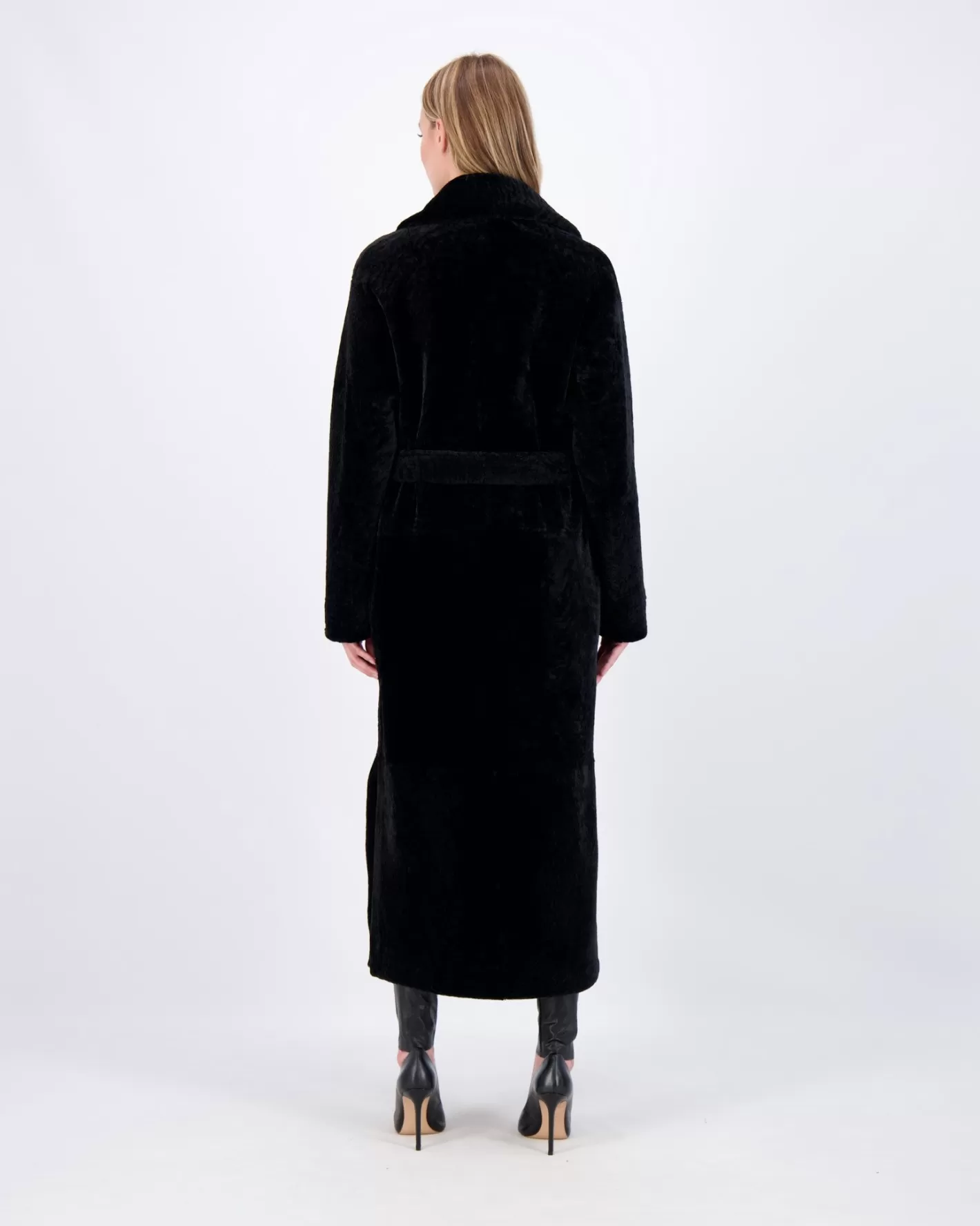 GORSKI Montréal - Veste réversible en agneau shearling avec fentes latérales et ceinture ajustable pour femme