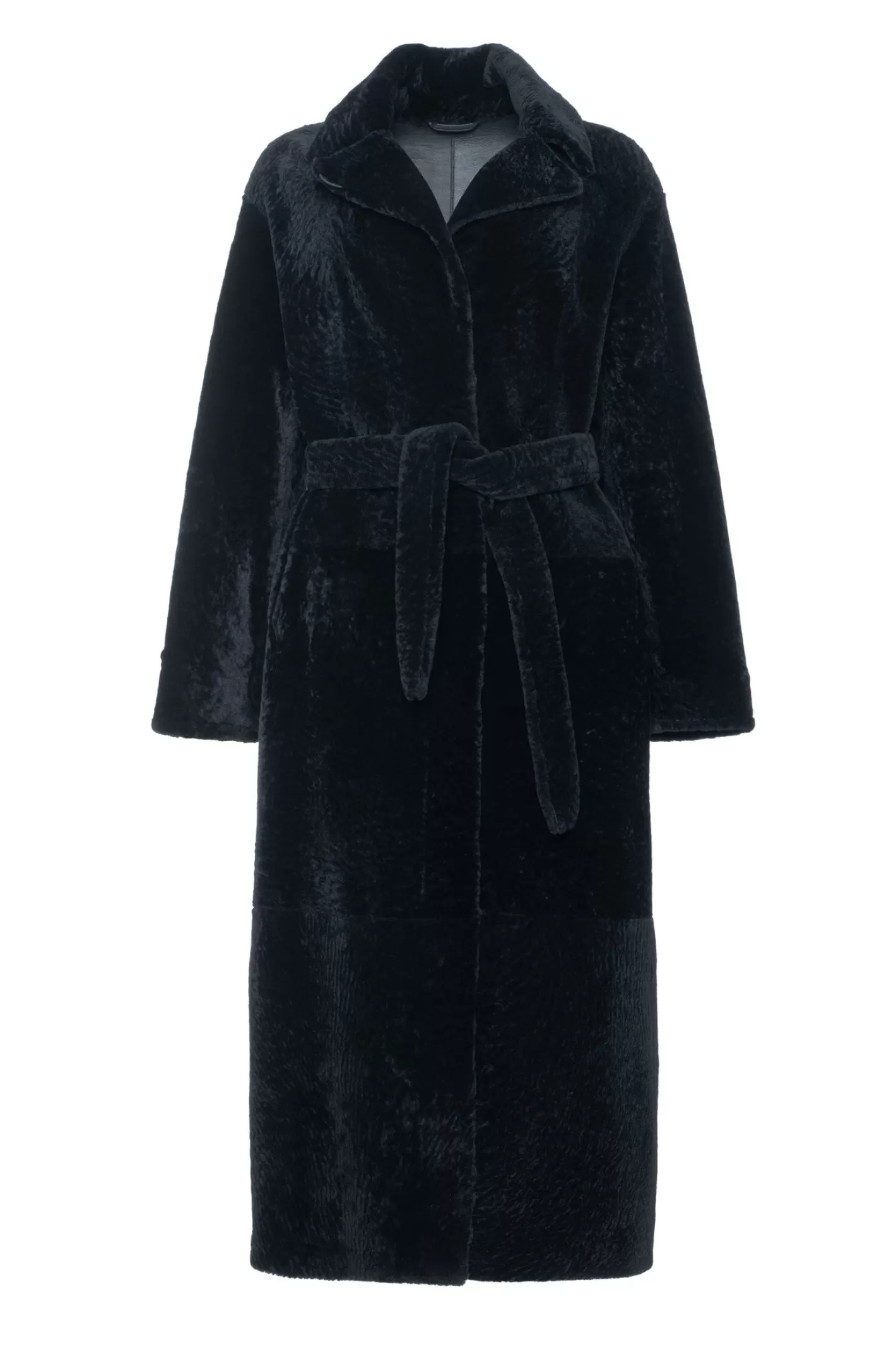 GORSKI Montréal - Veste réversible en agneau shearling avec fentes latérales et ceinture ajustable pour femme