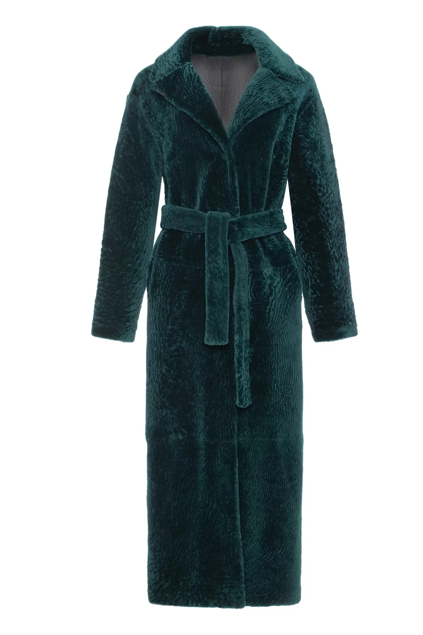 GORSKI Montréal - Veste réversible en agneau shearling avec fentes latérales et ceinture ajustable pour femme