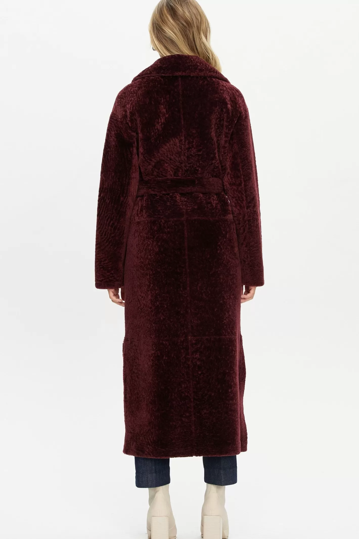 Manteau réversible en agneau shearling élégant avec fentes latérales ajustables et ceinture assortie - Collection exclusive Maison GORSKI Montréal