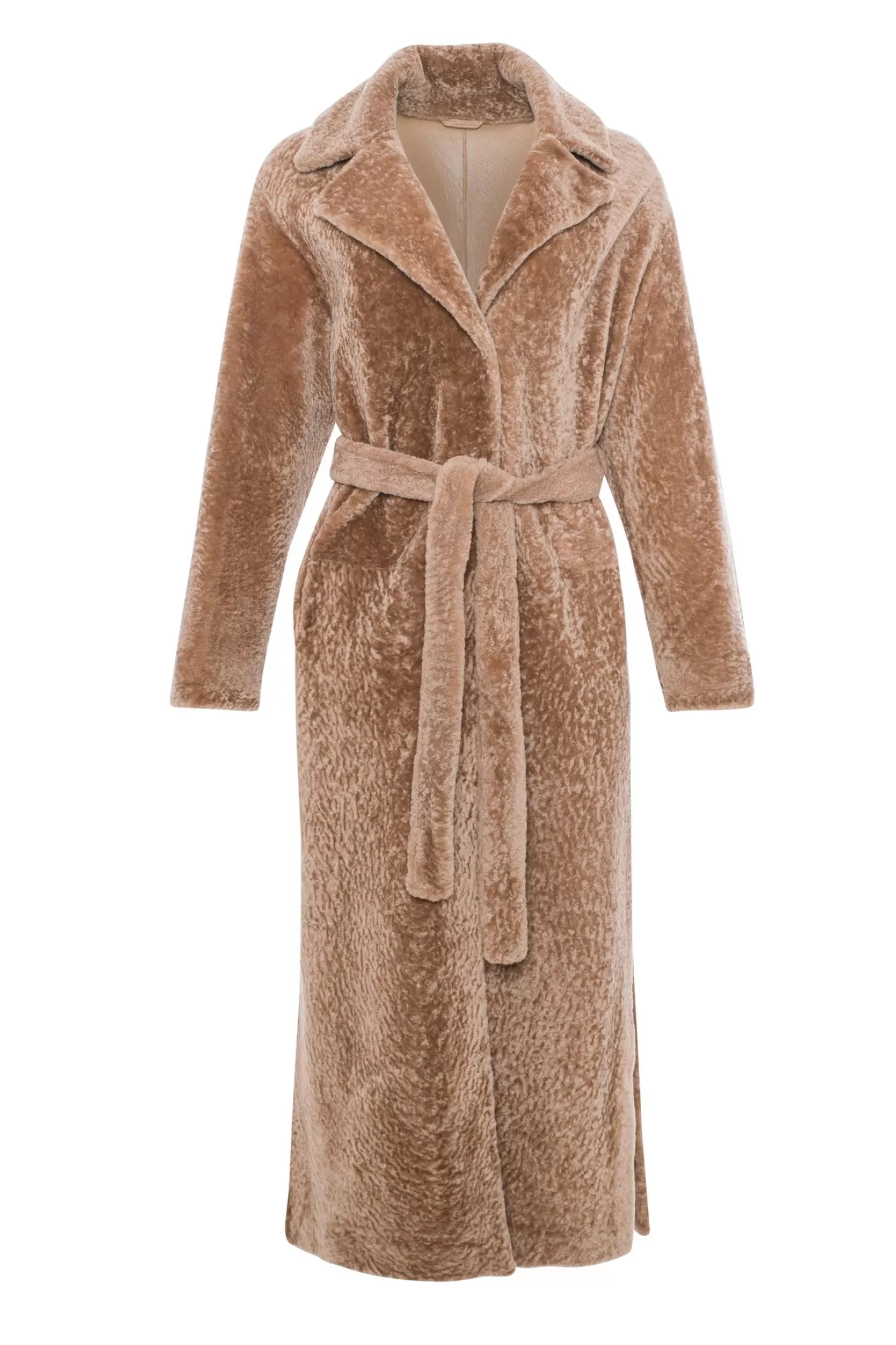 GORSKI Montréal - Veste réversible en agneau shearling avec fentes latérales et ceinture ajustable pour femme