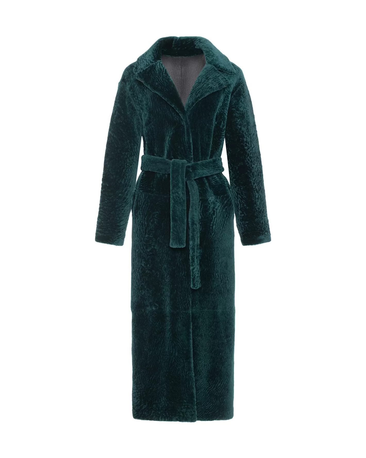 Manteau réversible en agneau shearling élégant avec fentes latérales ajustables et ceinture assortie - Collection exclusive Maison GORSKI Montréal