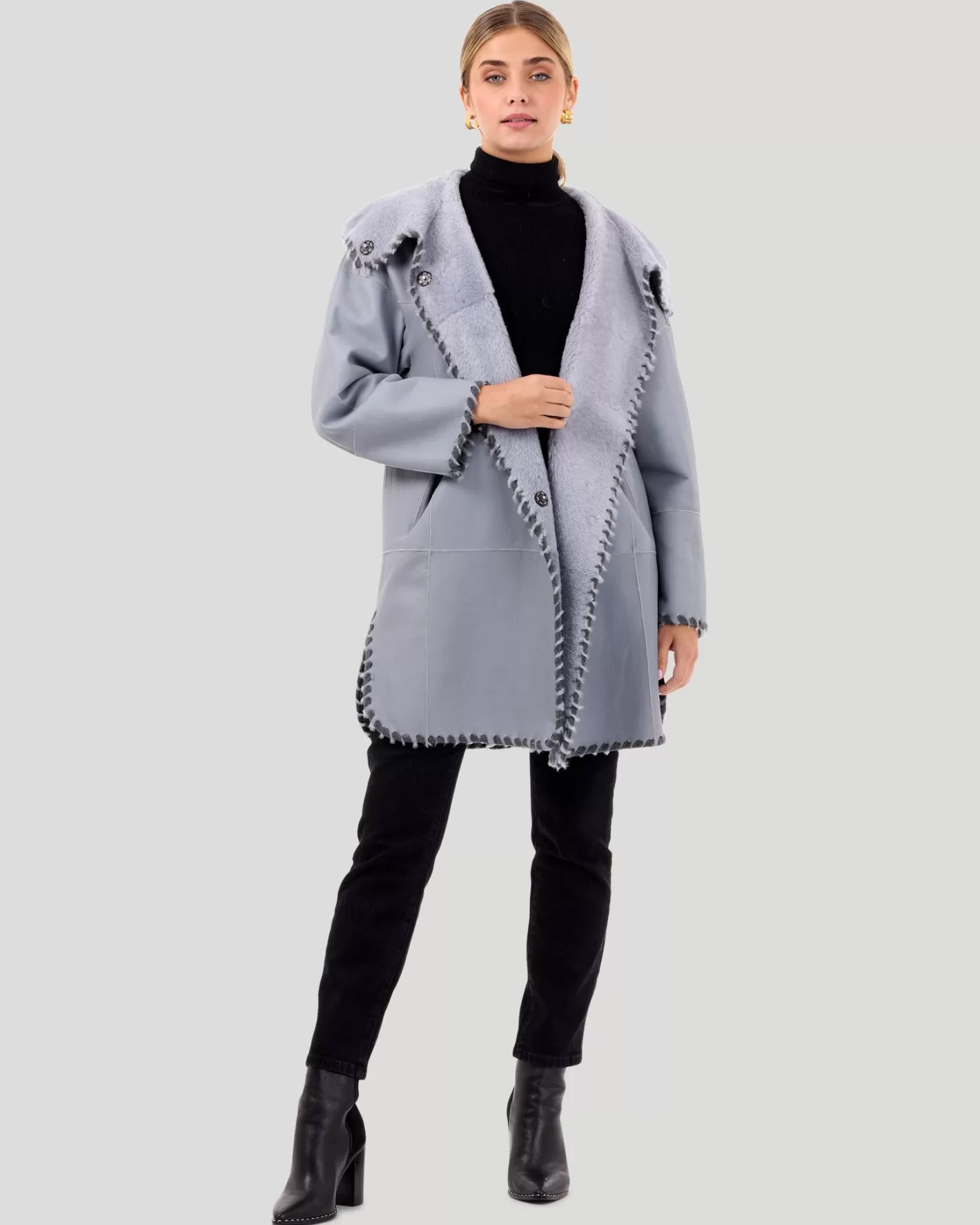Parka réversible GORSKI Montréal en agneau shearling - Détails luxueux en laine et cachemire pour femme - Édition exclusive hiver