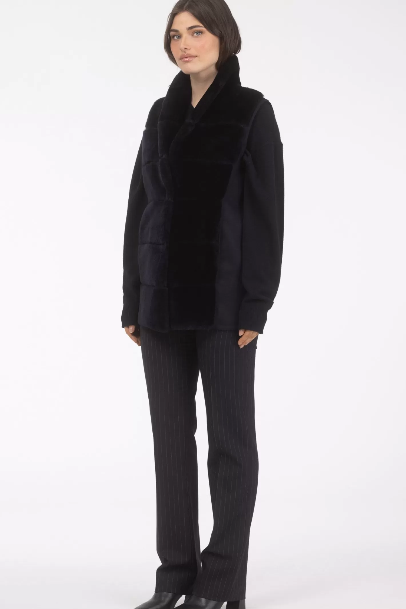 Doudoune réversible femme GORSKI Montréal - Mouton shearling doux avec doublure en cachemire et laine premium, style urbain élégant
