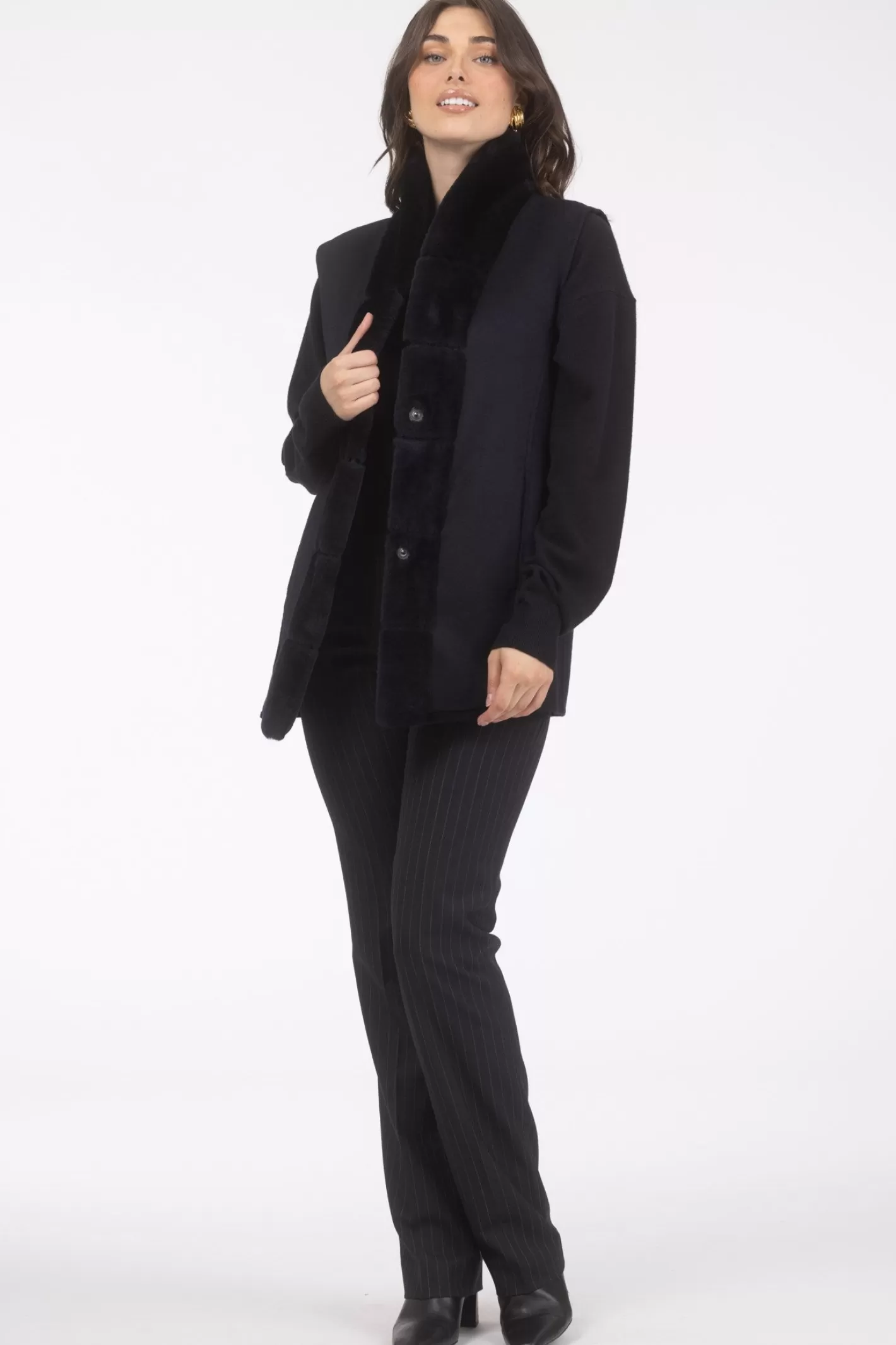 Doudoune réversible femme GORSKI Montréal - Mouton shearling doux avec doublure en cachemire et laine premium, style urbain élégant