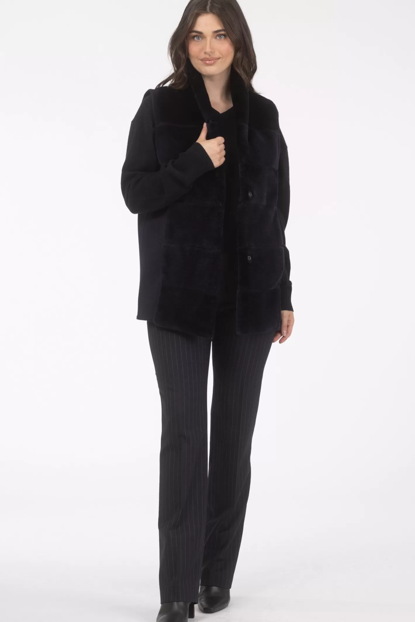 Doudoune réversible femme GORSKI Montréal - Mouton shearling doux avec doublure en cachemire et laine premium, style urbain élégant
