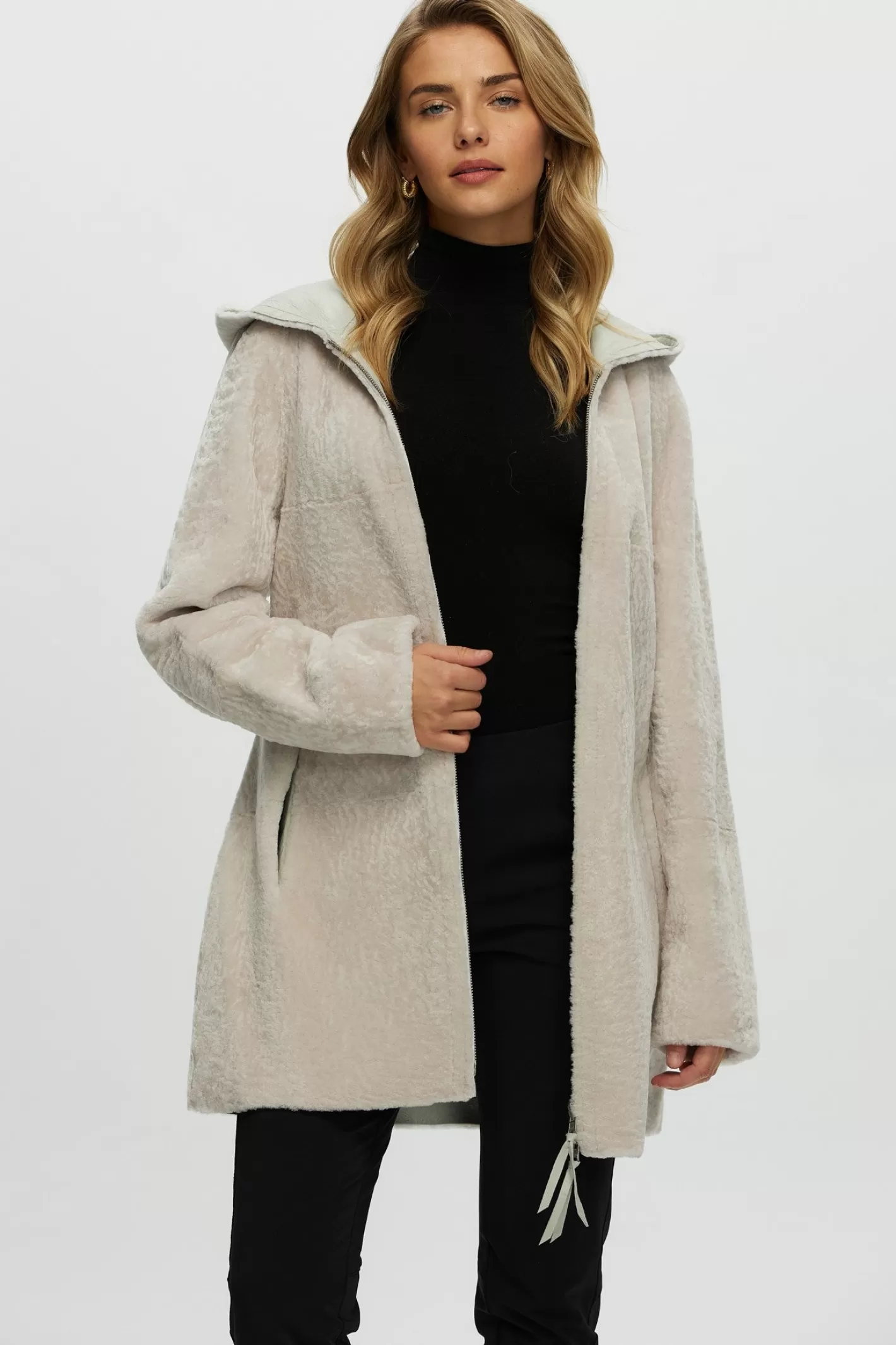 Parka réversible femme GORSKI Montréal - Doudoune en agneau shearling avec fermeture éclair