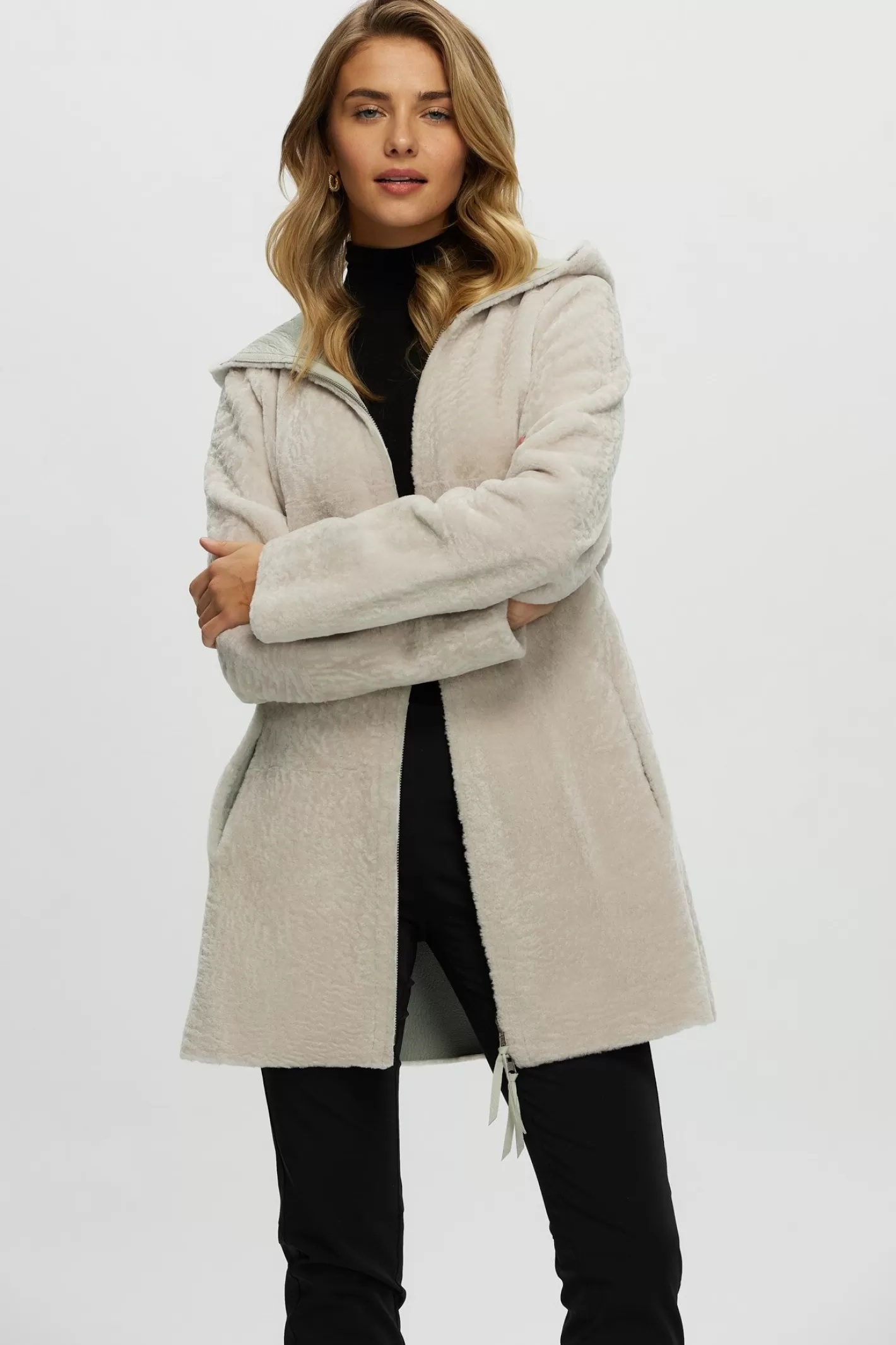 Parka réversible femme GORSKI Montréal - Doudoune en agneau shearling avec fermeture éclair