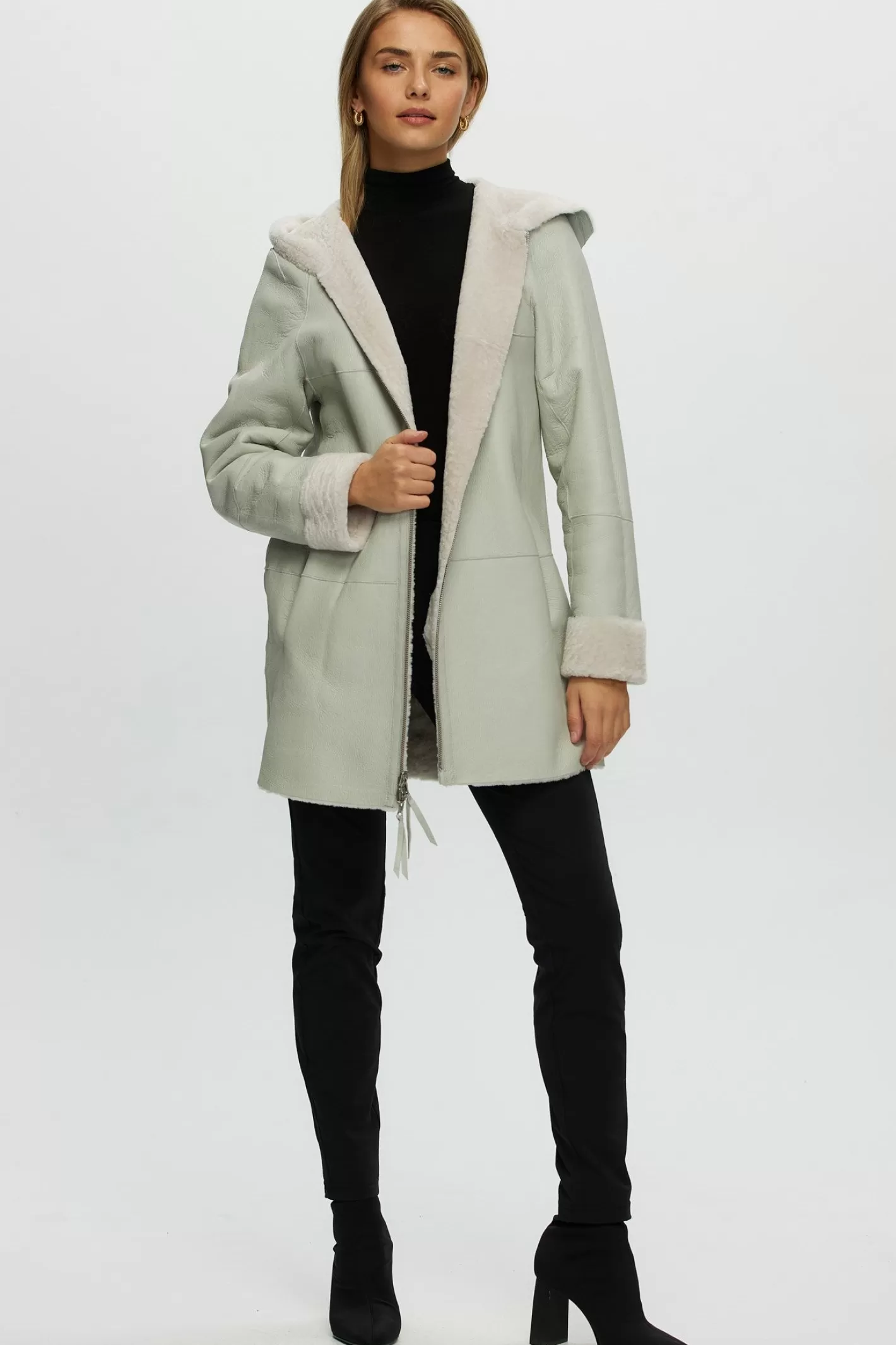 Parka réversible femme GORSKI Montréal - Doudoune en agneau shearling avec fermeture éclair