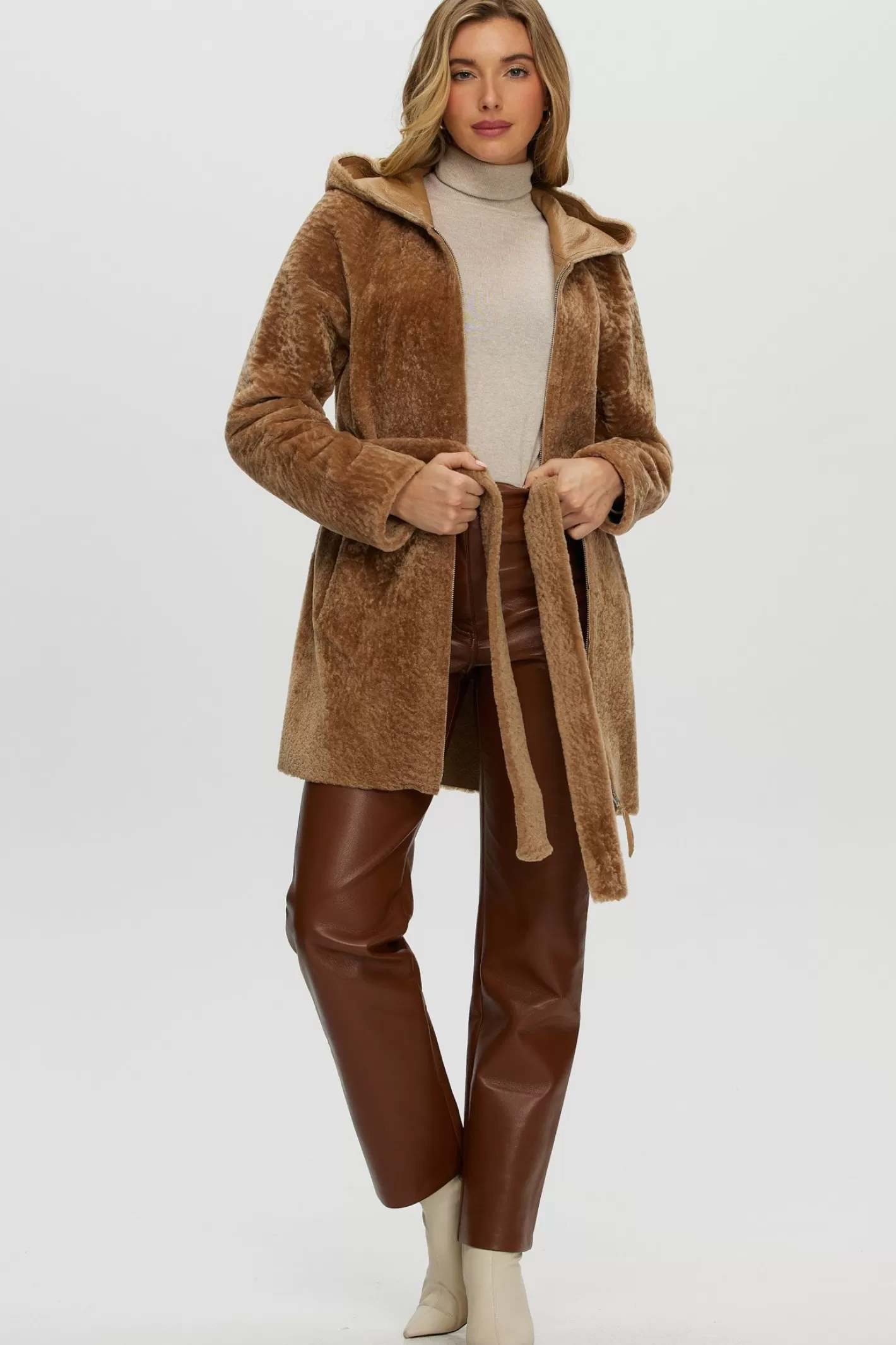 Parka réversible femme GORSKI Montréal - Doudoune en agneau shearling avec fermeture éclair