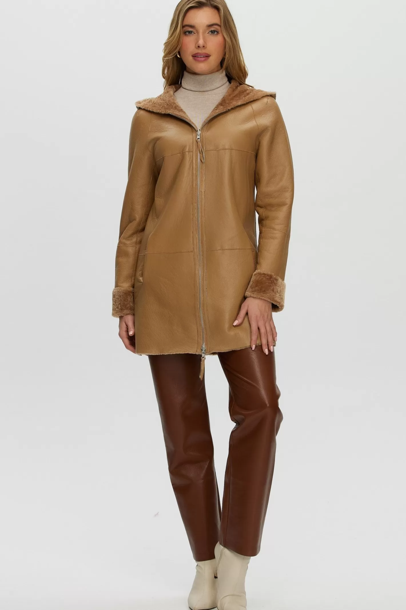 Parka réversible femme GORSKI Montréal - Doudoune en agneau shearling avec fermeture éclair