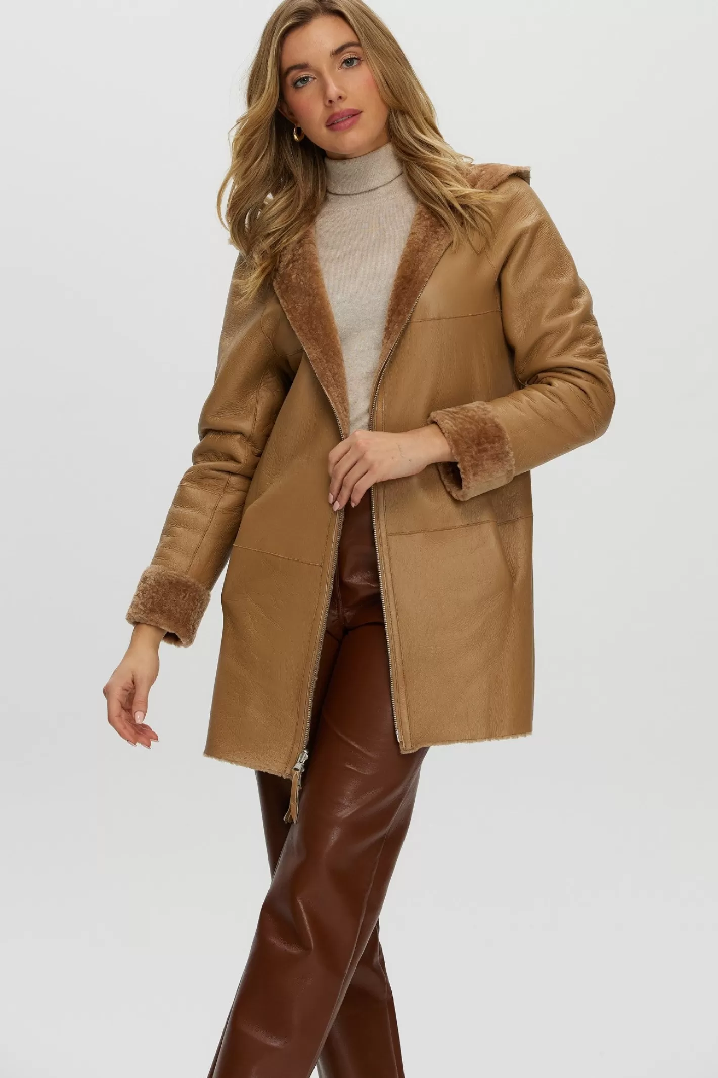 Parka réversible femme GORSKI Montréal - Doudoune en agneau shearling avec fermeture éclair