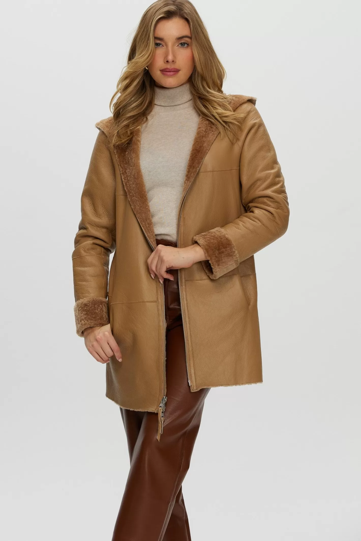 Parka réversible femme GORSKI Montréal - Doudoune en agneau shearling avec fermeture éclair