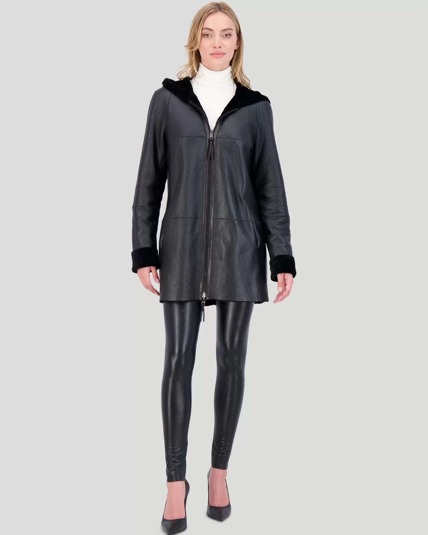 Parka réversible femme GORSKI Montréal - Doudoune en agneau shearling avec fermeture éclair