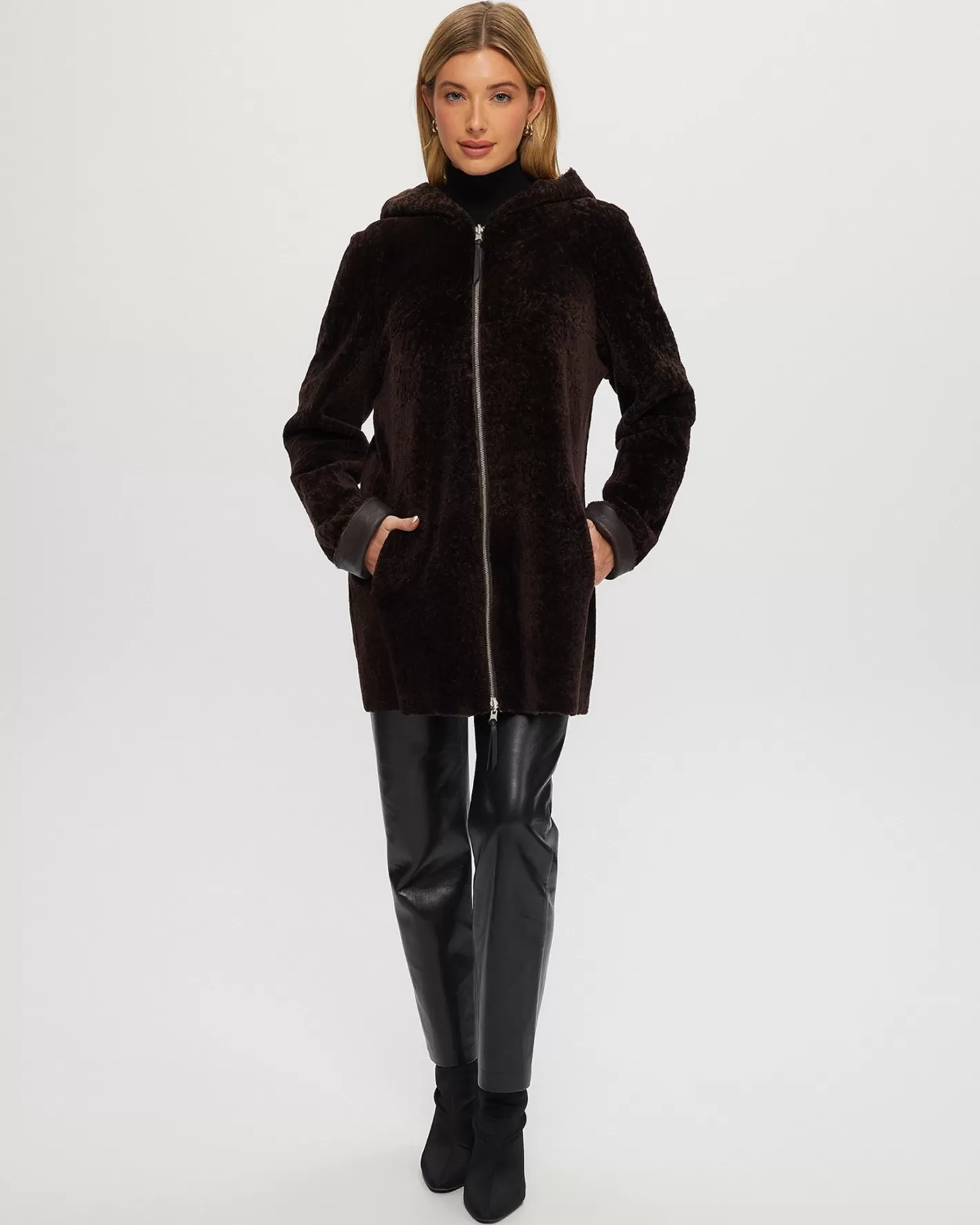 Parka réversible femme GORSKI Montréal - Doudoune en agneau shearling avec fermeture éclair