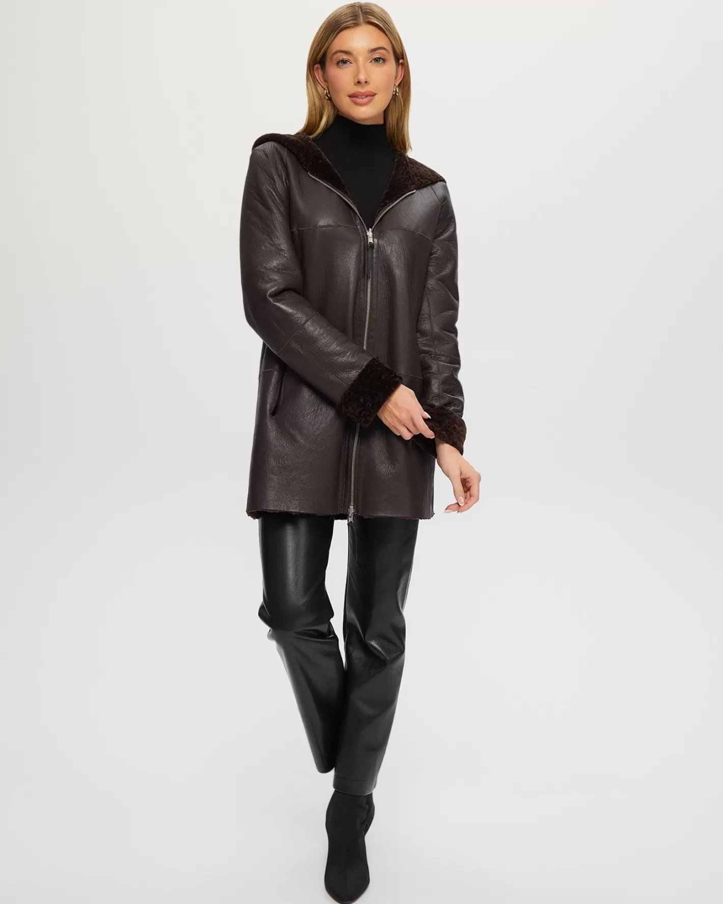 Parka réversible femme GORSKI Montréal - Doudoune en agneau shearling avec fermeture éclair