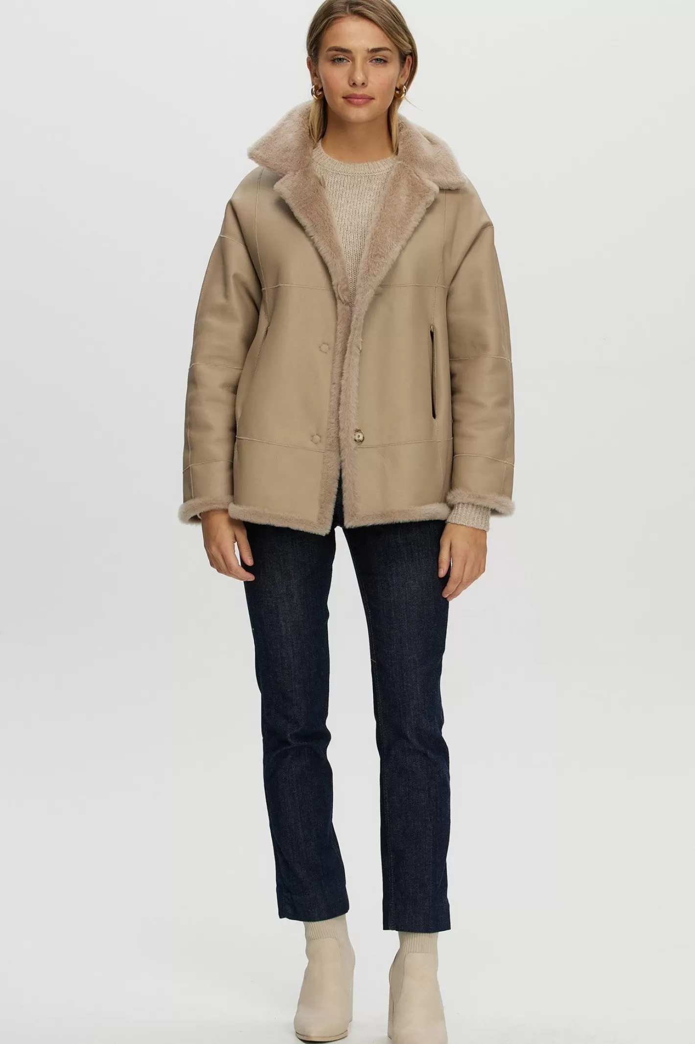 Veste double face en agneau sherpa GORSKI – Style décontracté Montréal pour femme (Automne/Hiver)