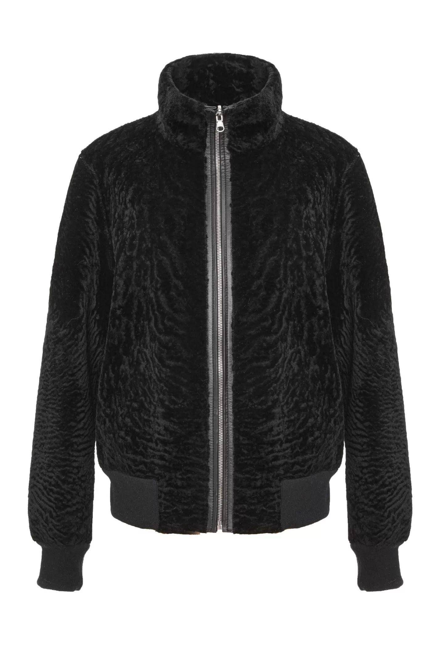 Veste bomber réversible GORSKI Montréal - Doudoune en agneau shearling doublée à motif texturé pour femme