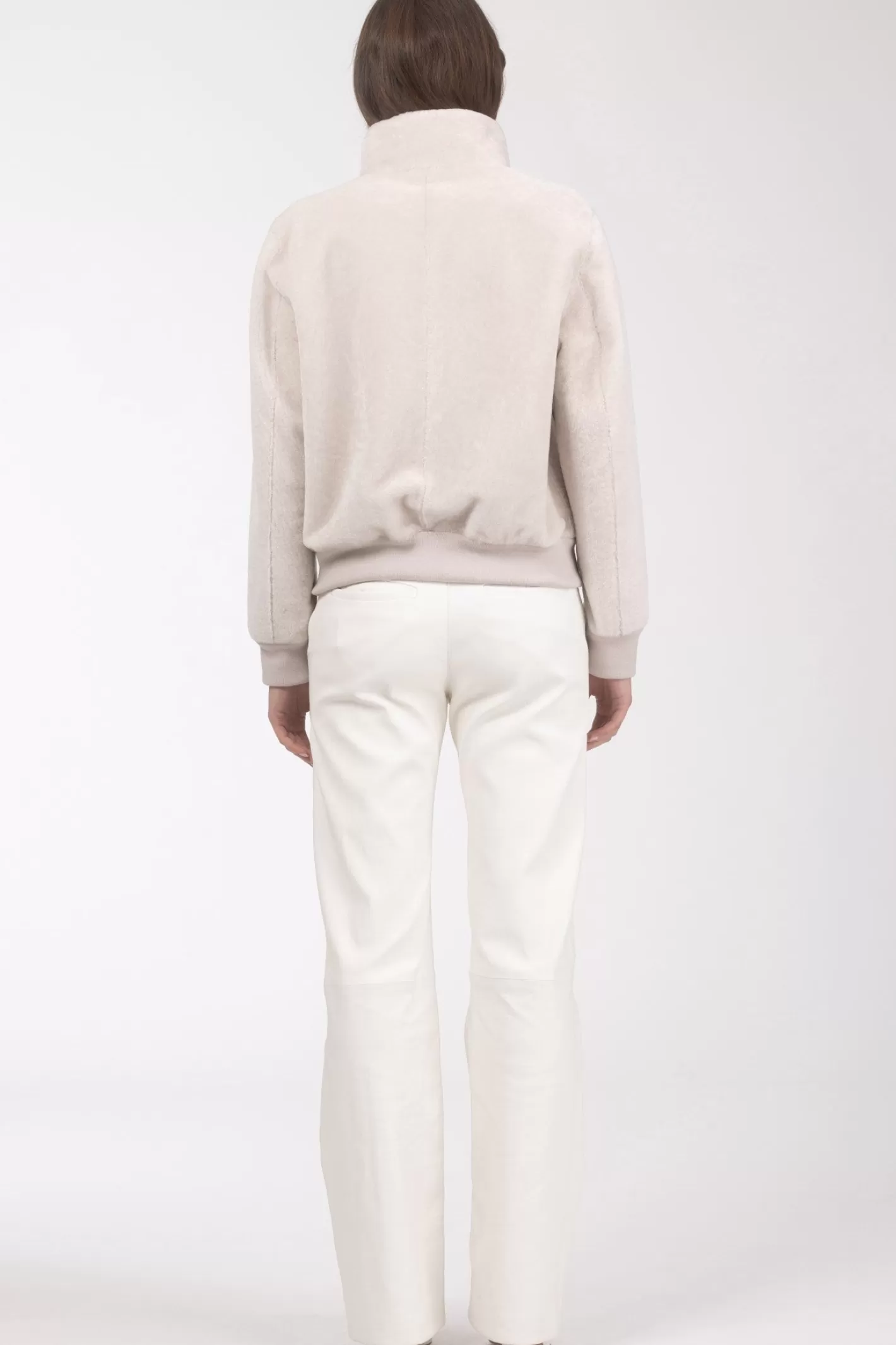 Veste bomber réversible GORSKI Montréal - Doudoune en agneau shearling doublée à motif texturé pour femme