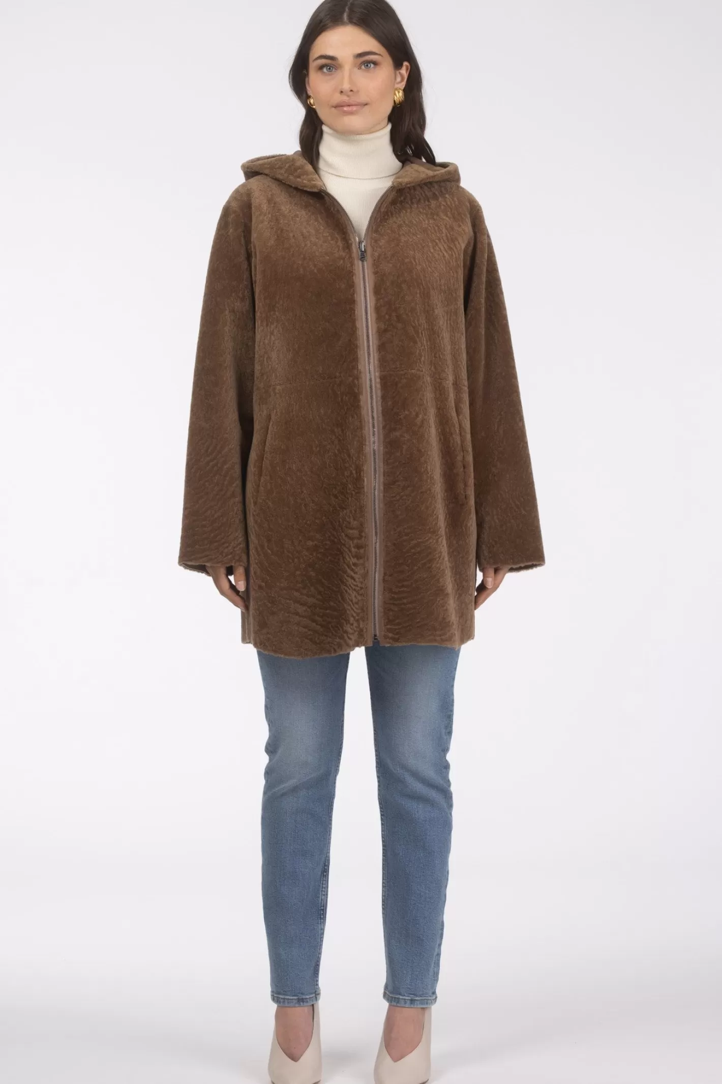 GORSKI Montréal – Doudoune réversible en agneau sherpa texturé pour femme – Style urbain hivernal