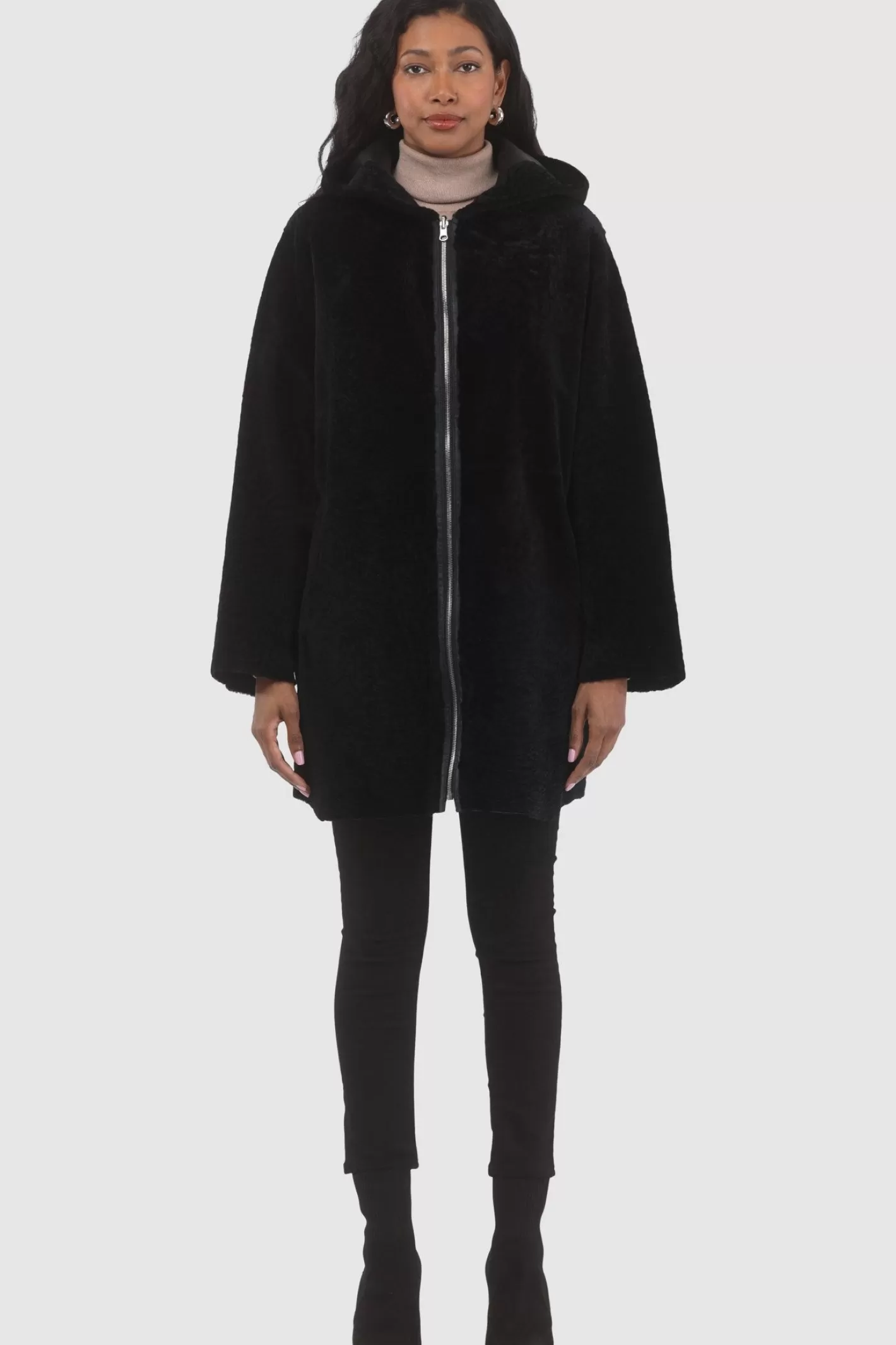 GORSKI Montréal – Doudoune réversible en agneau sherpa texturé pour femme – Style urbain hivernal