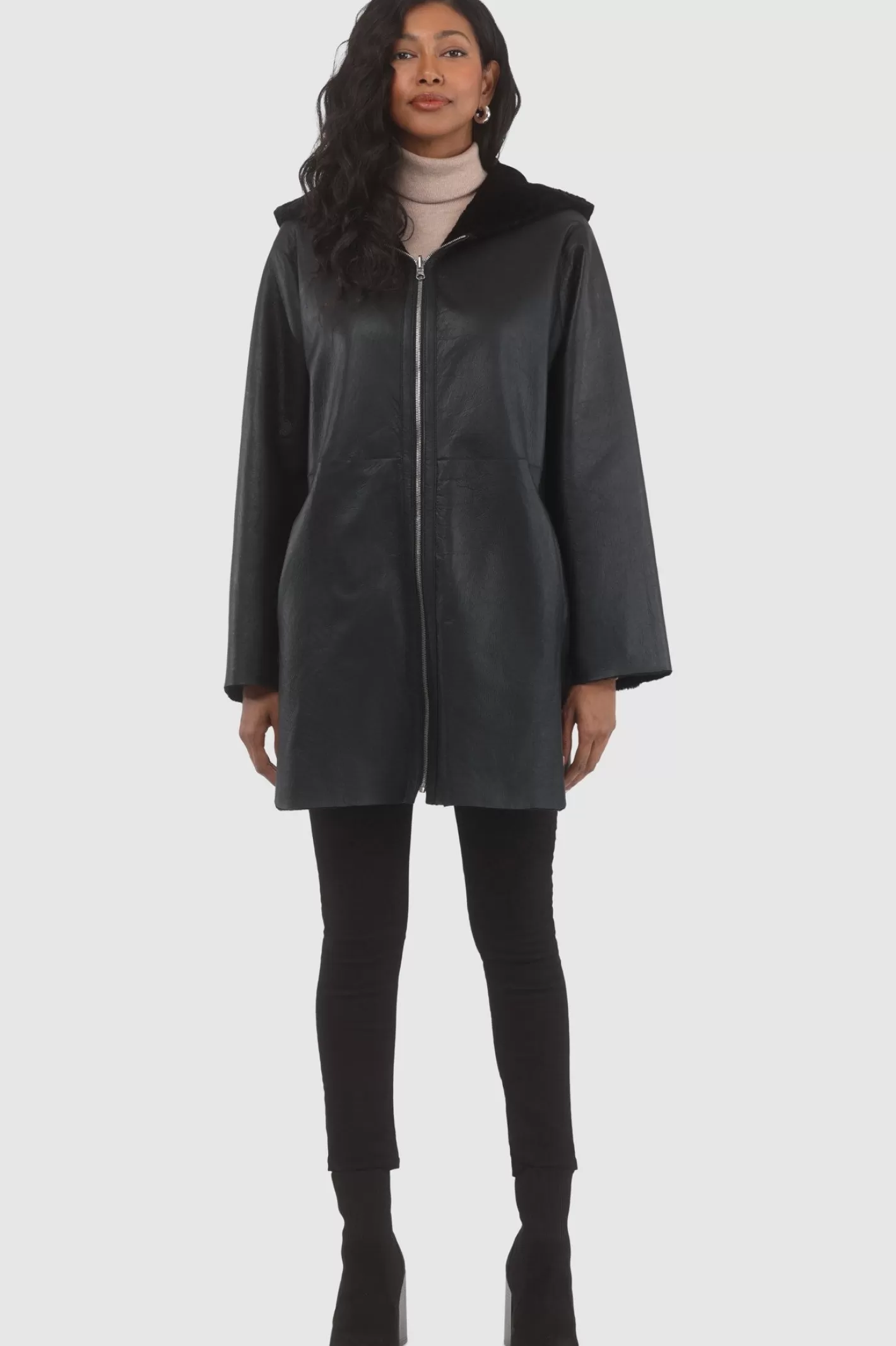 GORSKI Montréal – Doudoune réversible en agneau sherpa texturé pour femme – Style urbain hivernal