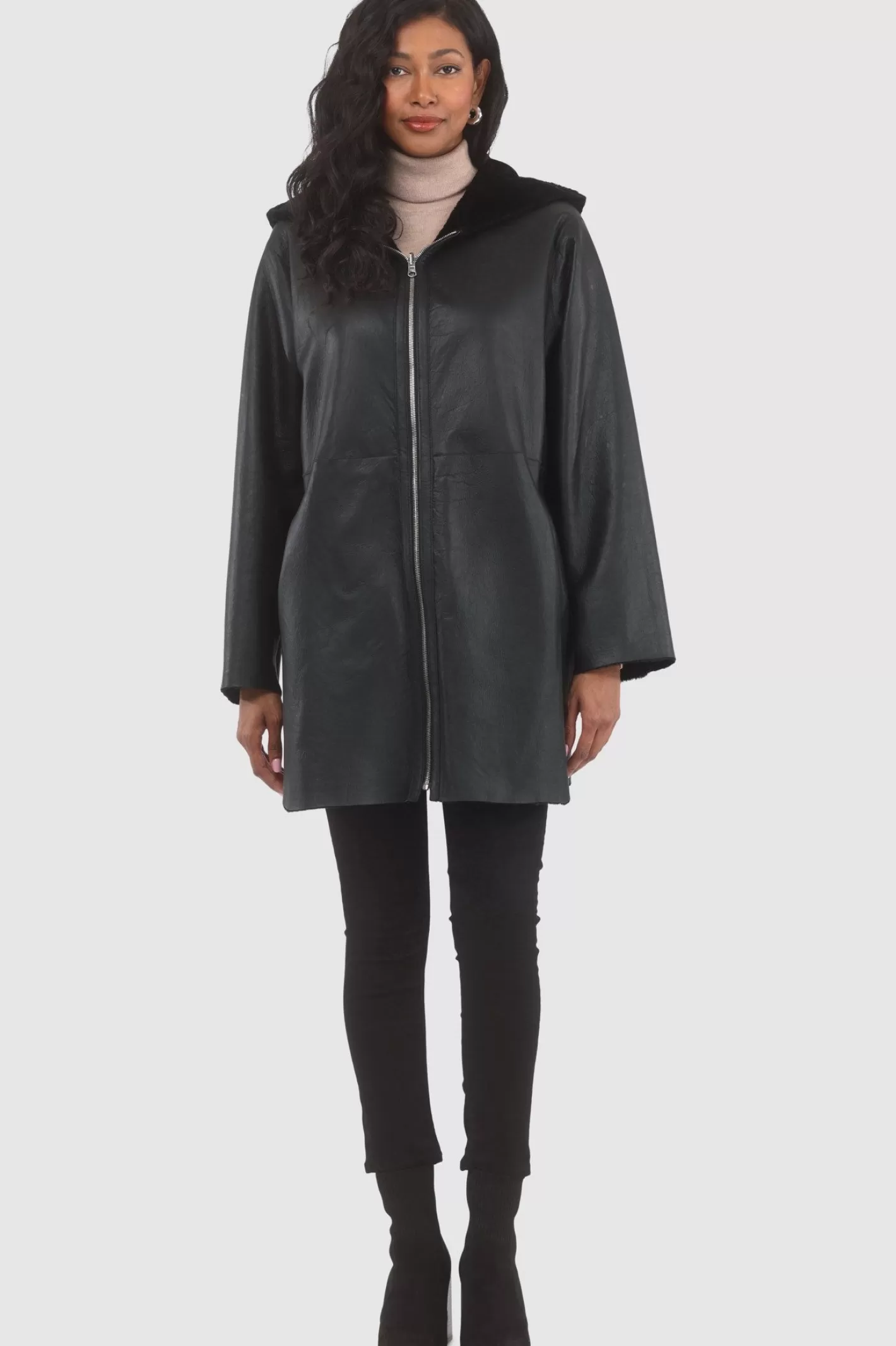 GORSKI Montréal – Doudoune réversible en agneau sherpa texturé pour femme – Style urbain hivernal