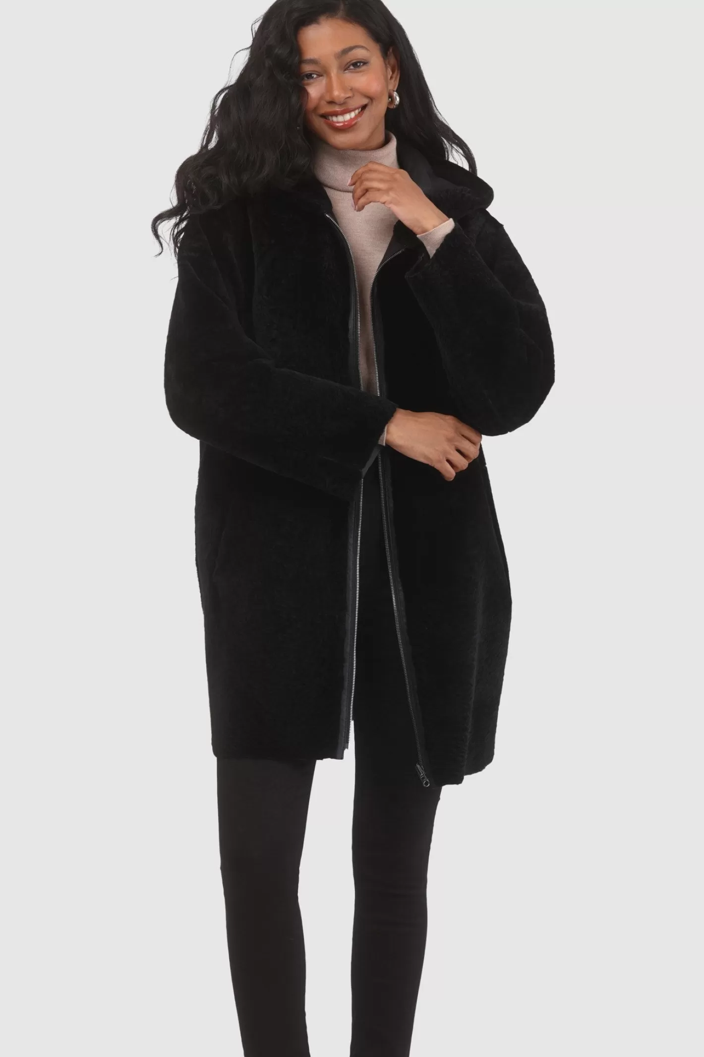 GORSKI Montréal – Doudoune réversible en agneau sherpa texturé pour femme – Style urbain hivernal