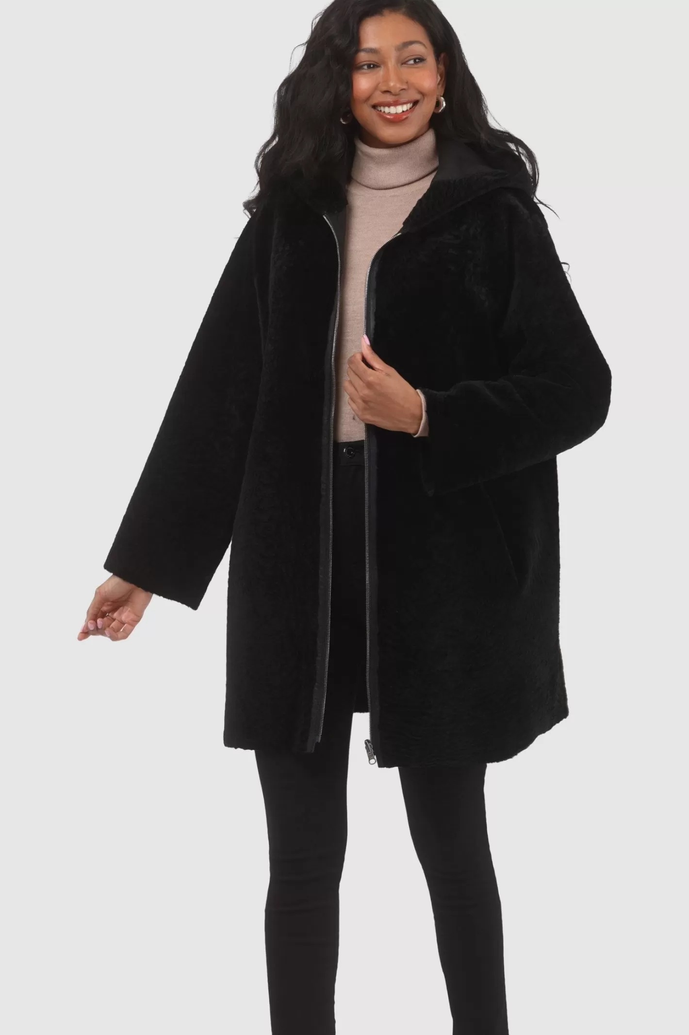 GORSKI Montréal – Doudoune réversible en agneau sherpa texturé pour femme – Style urbain hivernal