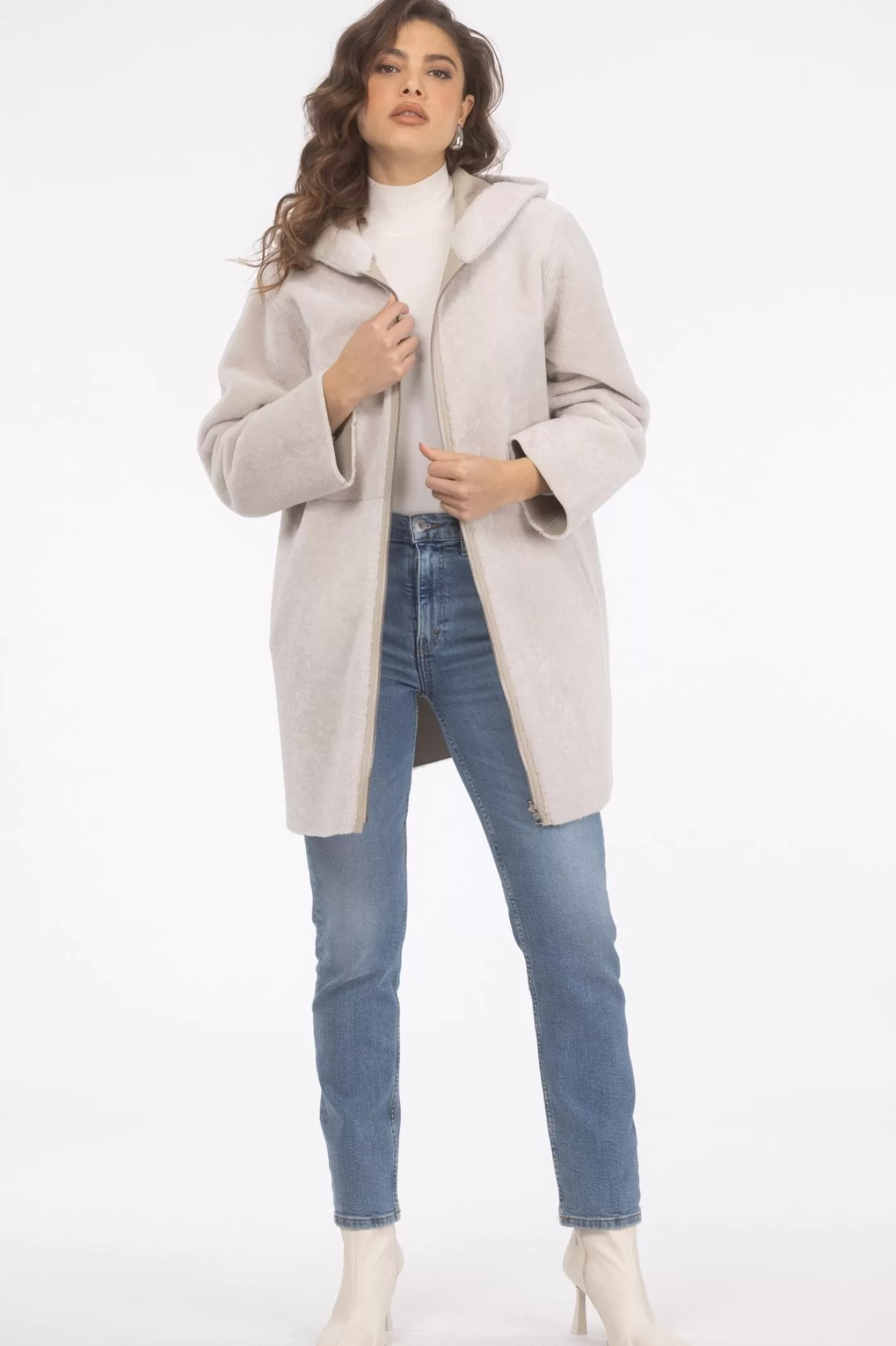 GORSKI Montréal – Doudoune réversible en agneau sherpa texturé pour femme – Style urbain hivernal
