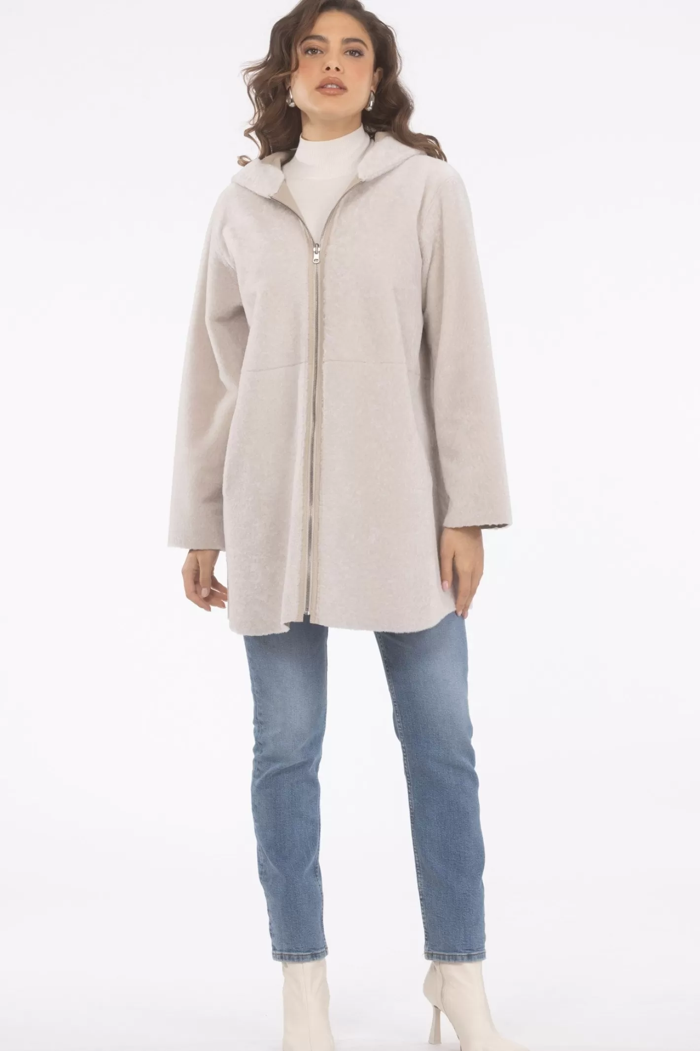 GORSKI Montréal – Doudoune réversible en agneau sherpa texturé pour femme – Style urbain hivernal