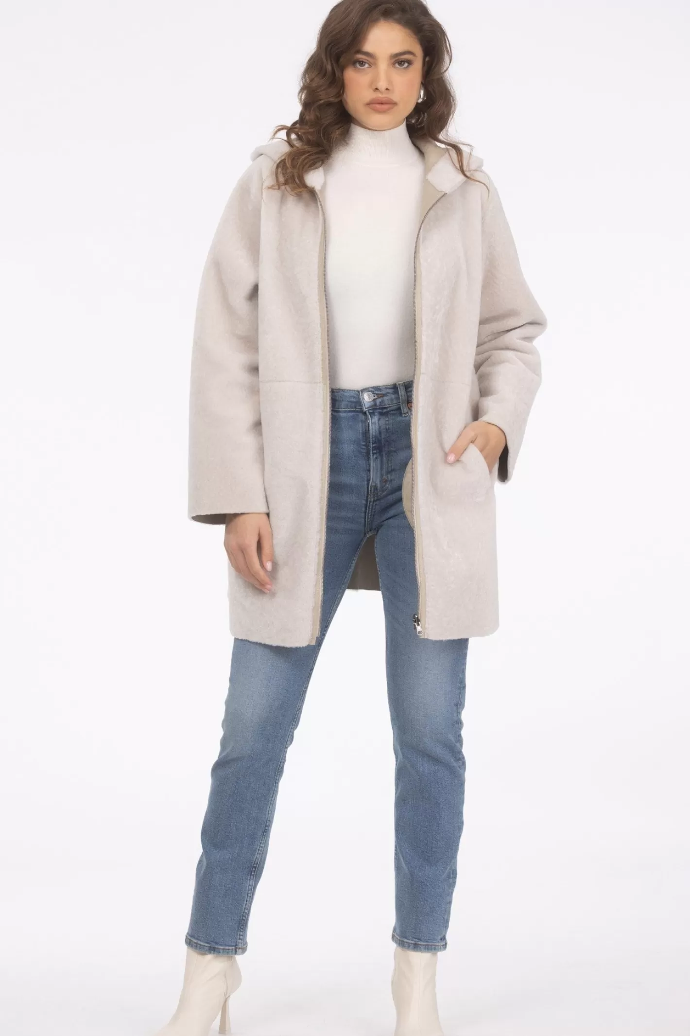GORSKI Montréal – Doudoune réversible en agneau sherpa texturé pour femme – Style urbain hivernal