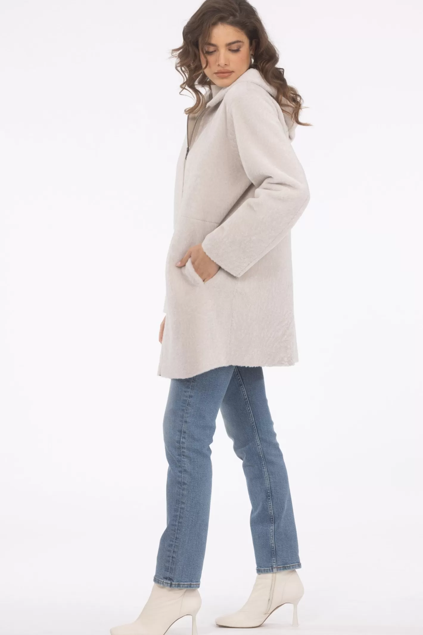 GORSKI Montréal – Doudoune réversible en agneau sherpa texturé pour femme – Style urbain hivernal