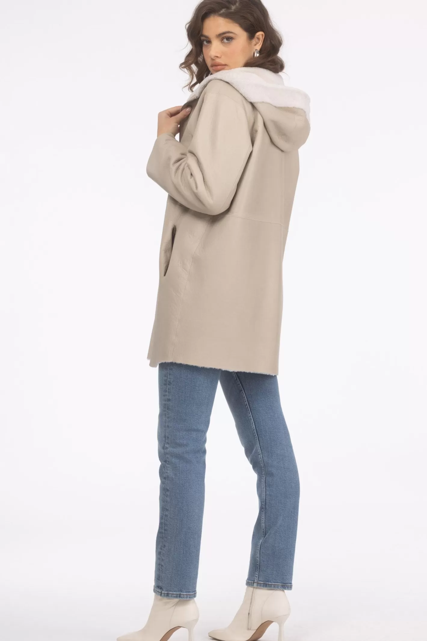 GORSKI Montréal – Doudoune réversible en agneau sherpa texturé pour femme – Style urbain hivernal