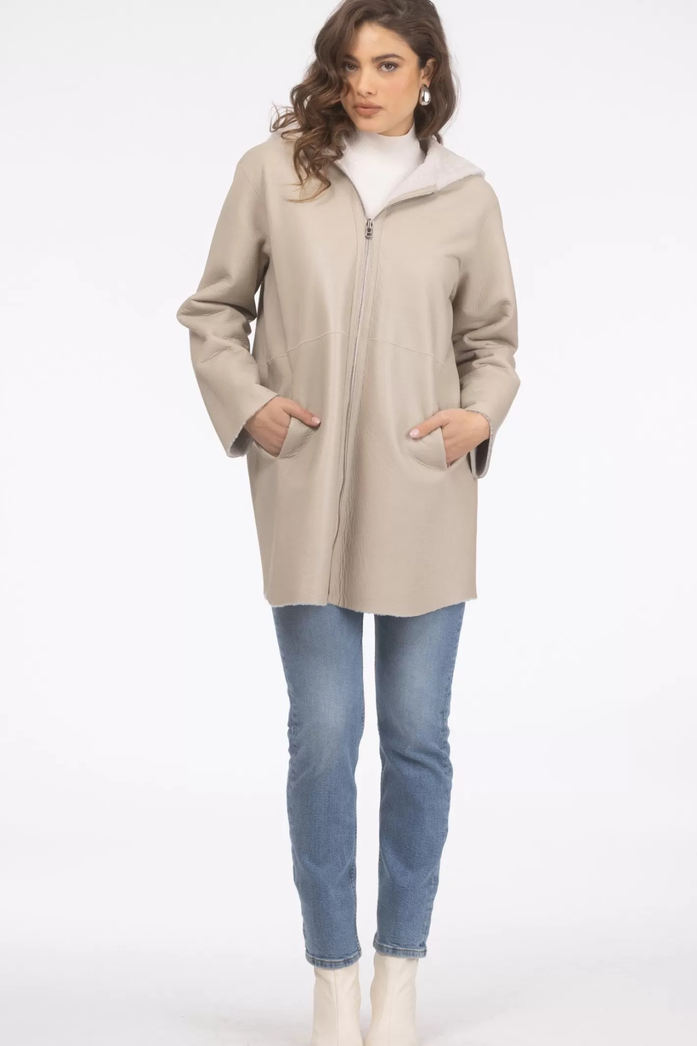 GORSKI Montréal – Doudoune réversible en agneau sherpa texturé pour femme – Style urbain hivernal